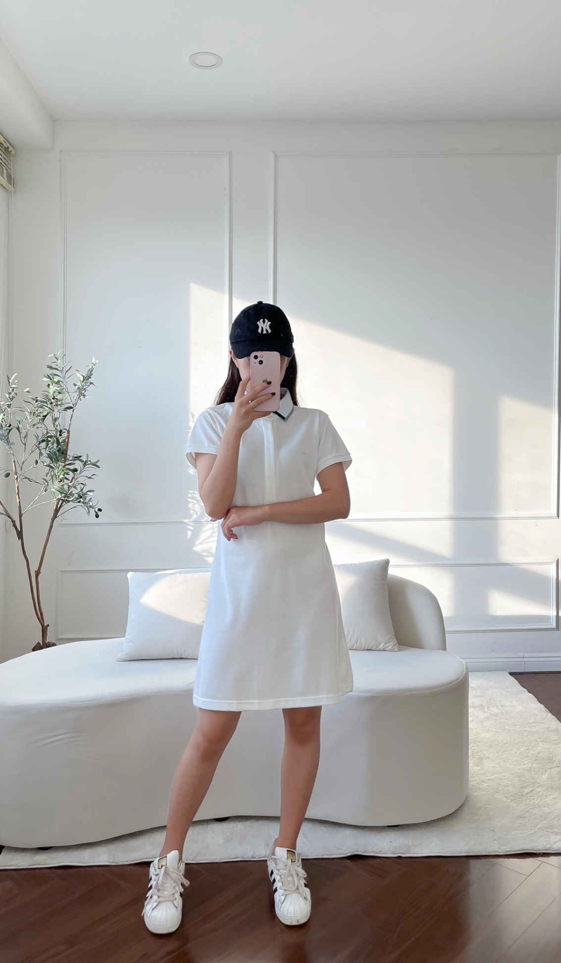 Váy polo nữ LCSTE phối viền 35 NẸP CHE-Trắng