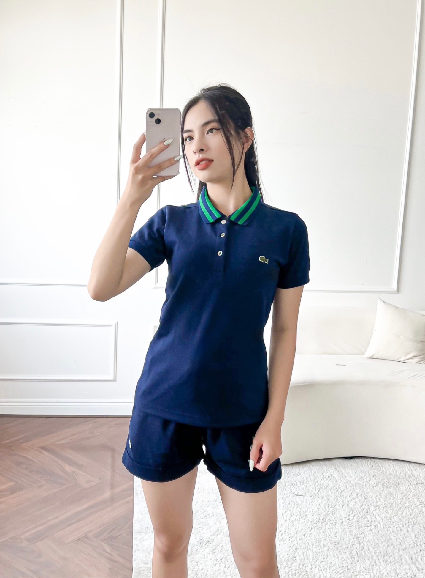 Áo polo nữ LCSTE phối viền 109-Xanh navy