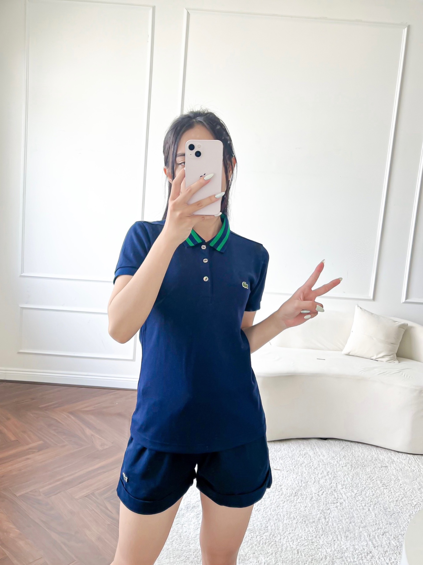 Áo polo nữ LCSTE phối viền 109-Xanh navy