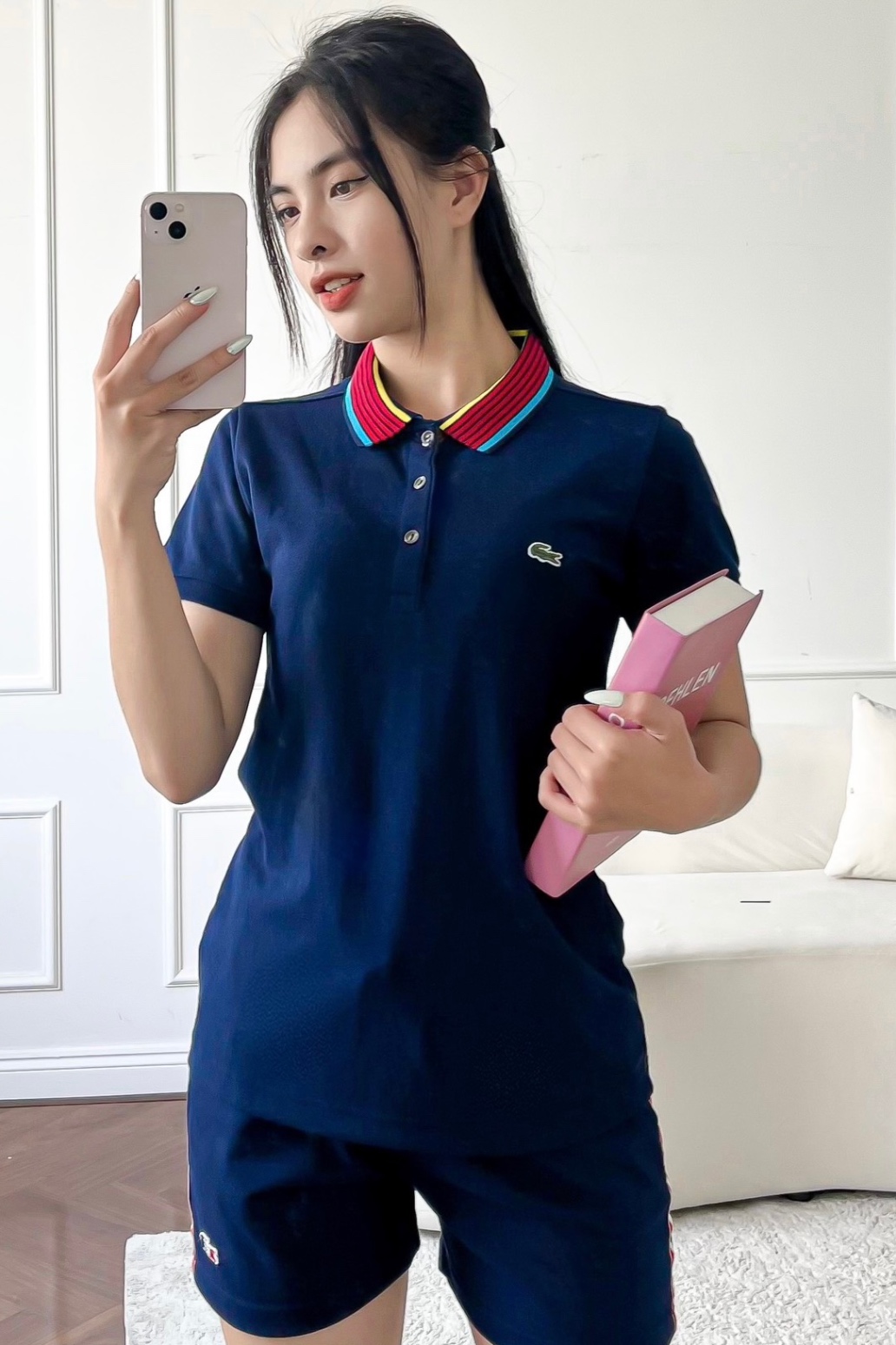 Áo polo nữ LCSTE phối viền 31-Xanh navy