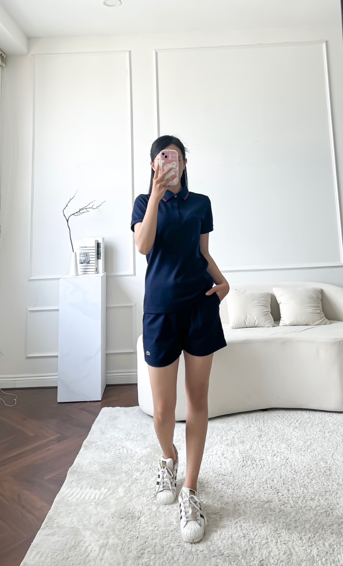 Áo polo nữ LCSTE phối viền 136 NẸP CHE-Xanh navy