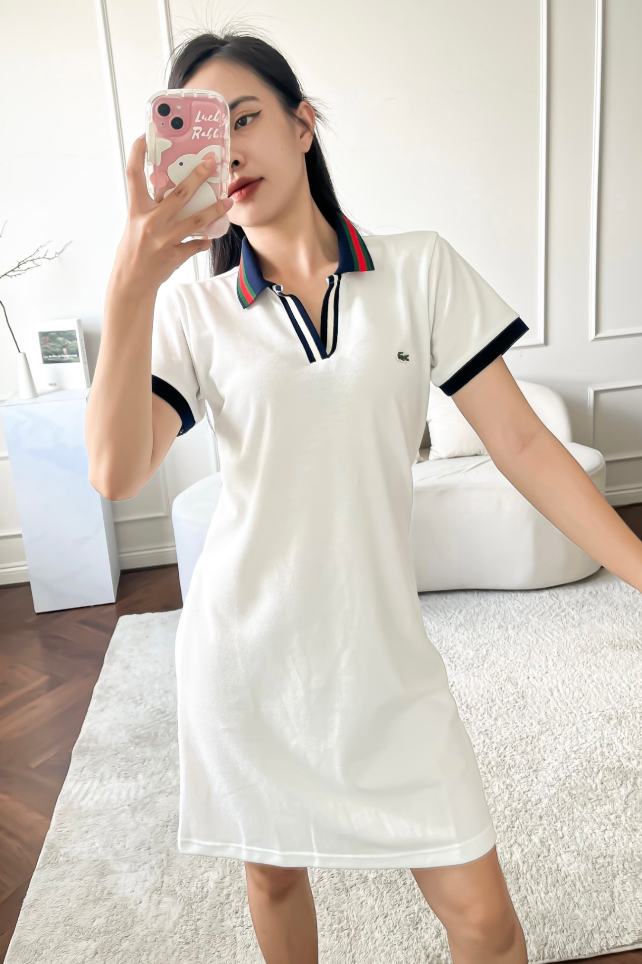 Váy polo nữ LCSTE phối viền 134-Trắng