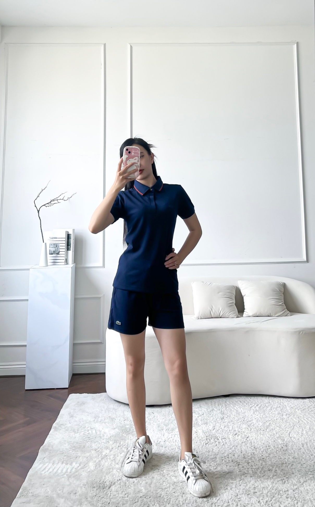 Áo polo nữ LCSTE phối viền 136 NẸP CHE-Xanh navy