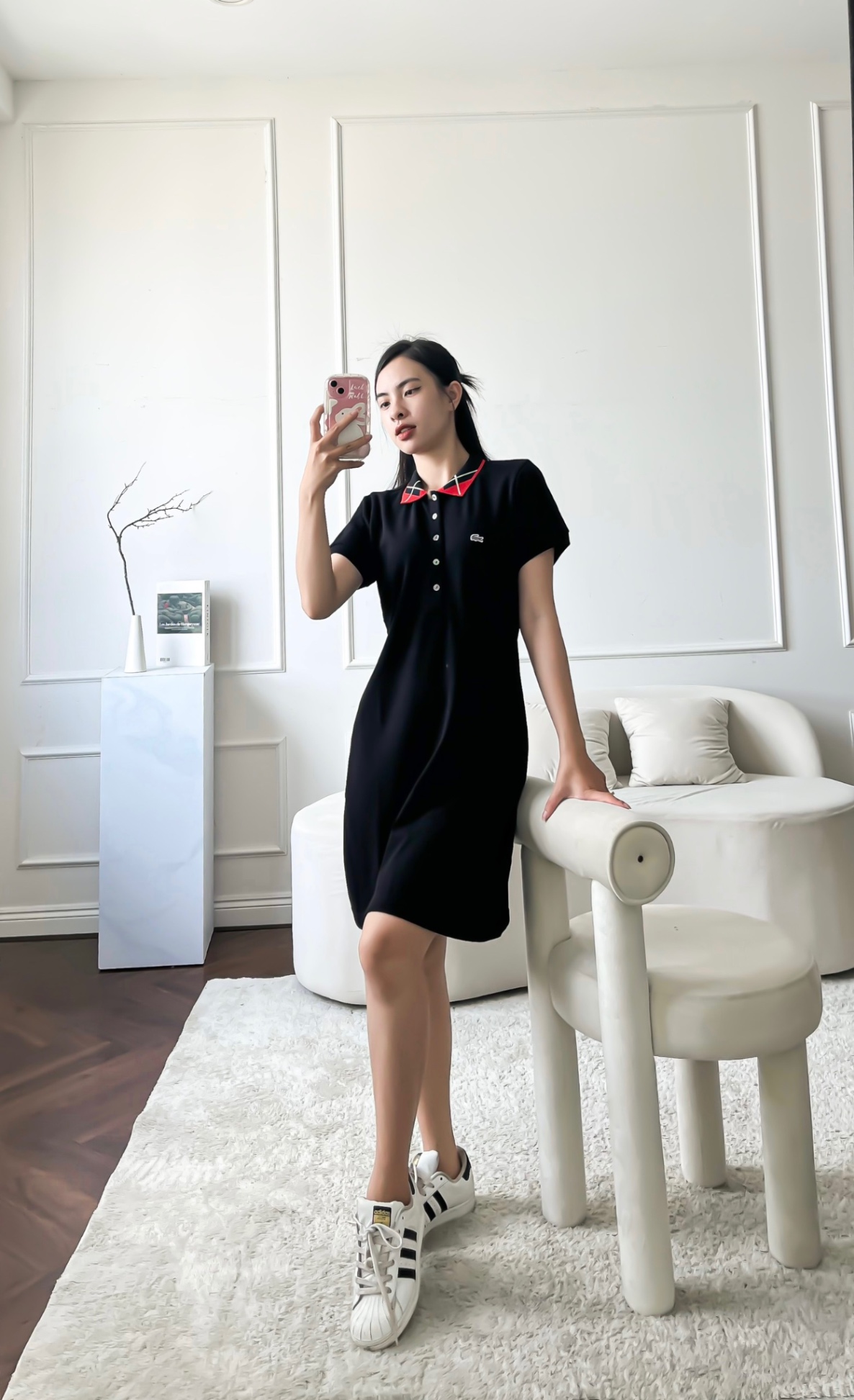 Váy polo nữ LCSTE phối viền 132-Đen