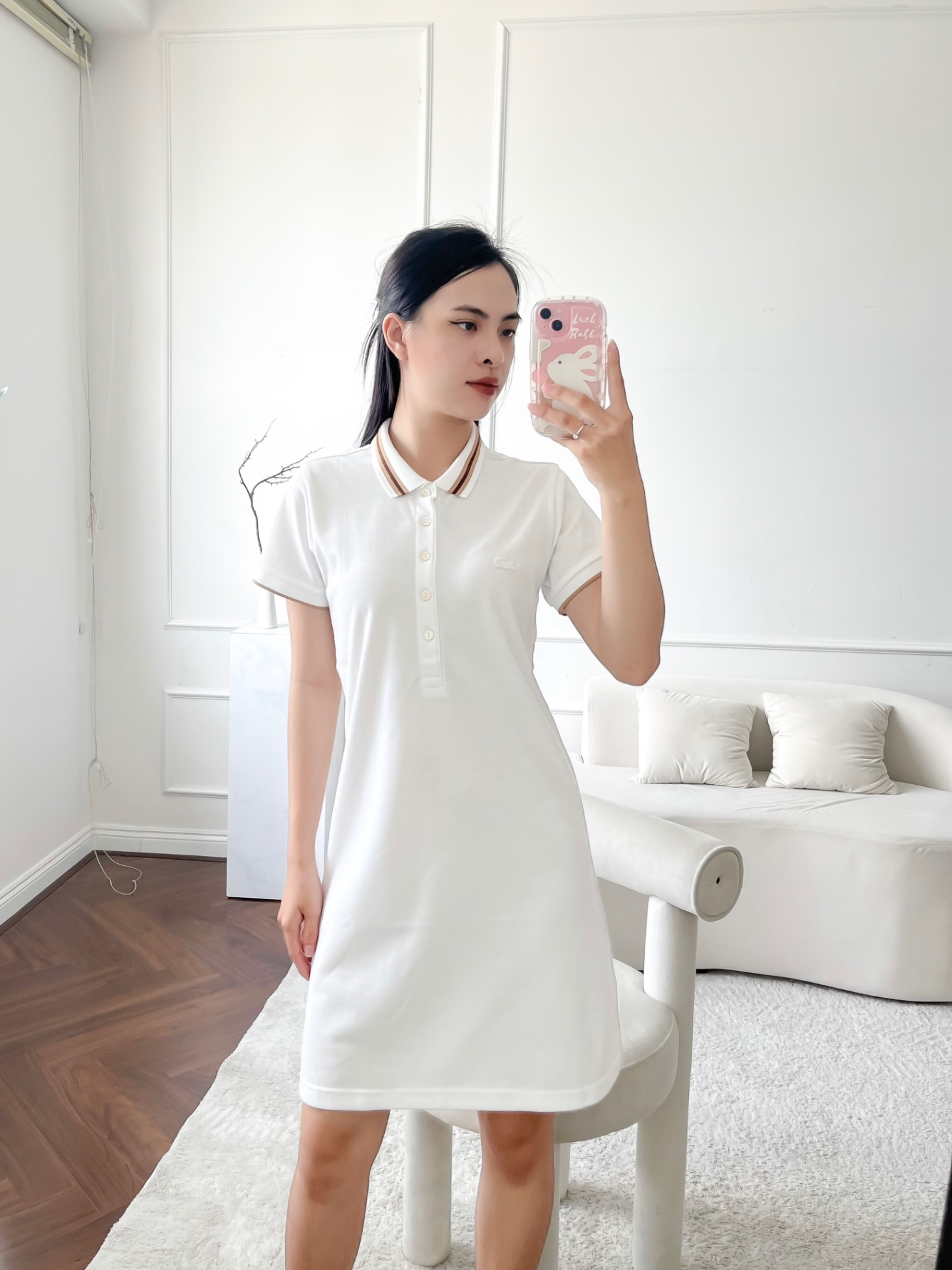 Váy polo nữ LCSTE phối viền 135-Trắng