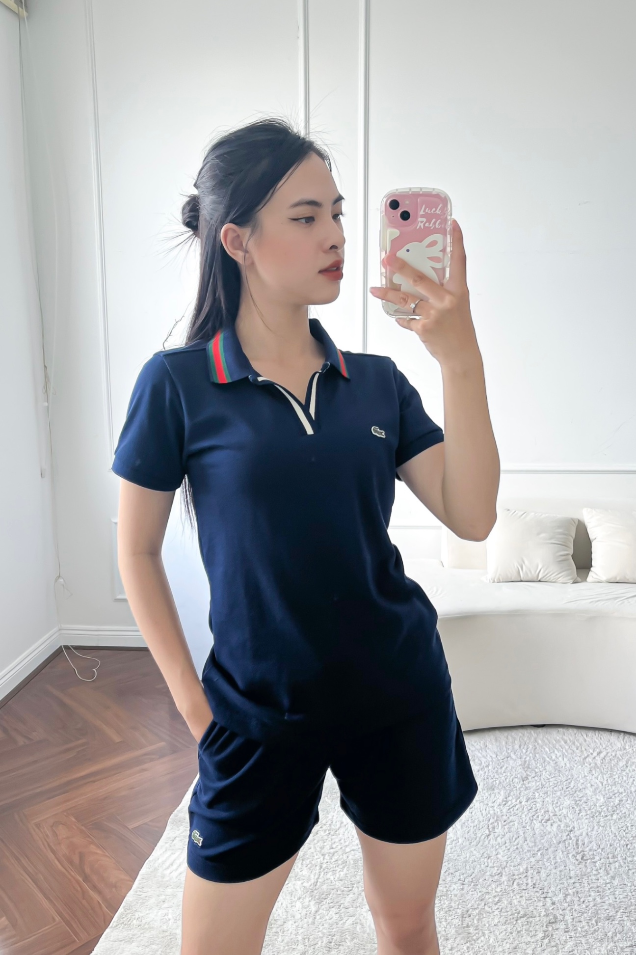 Áo polo nữ LCSTE phối viền 134-Xanh navy