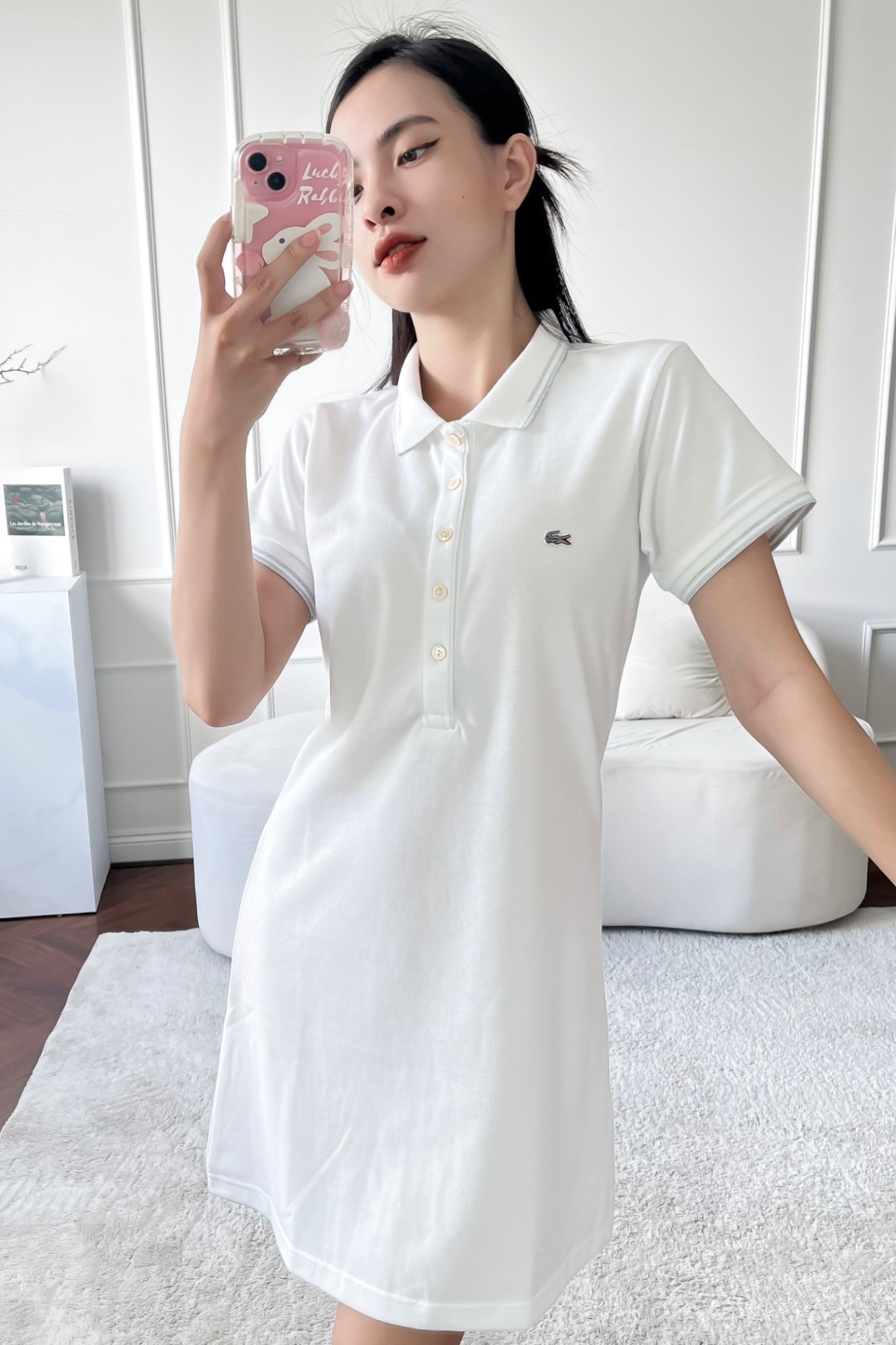 Váy polo nữ LCSTE phối viền 137-Trắng