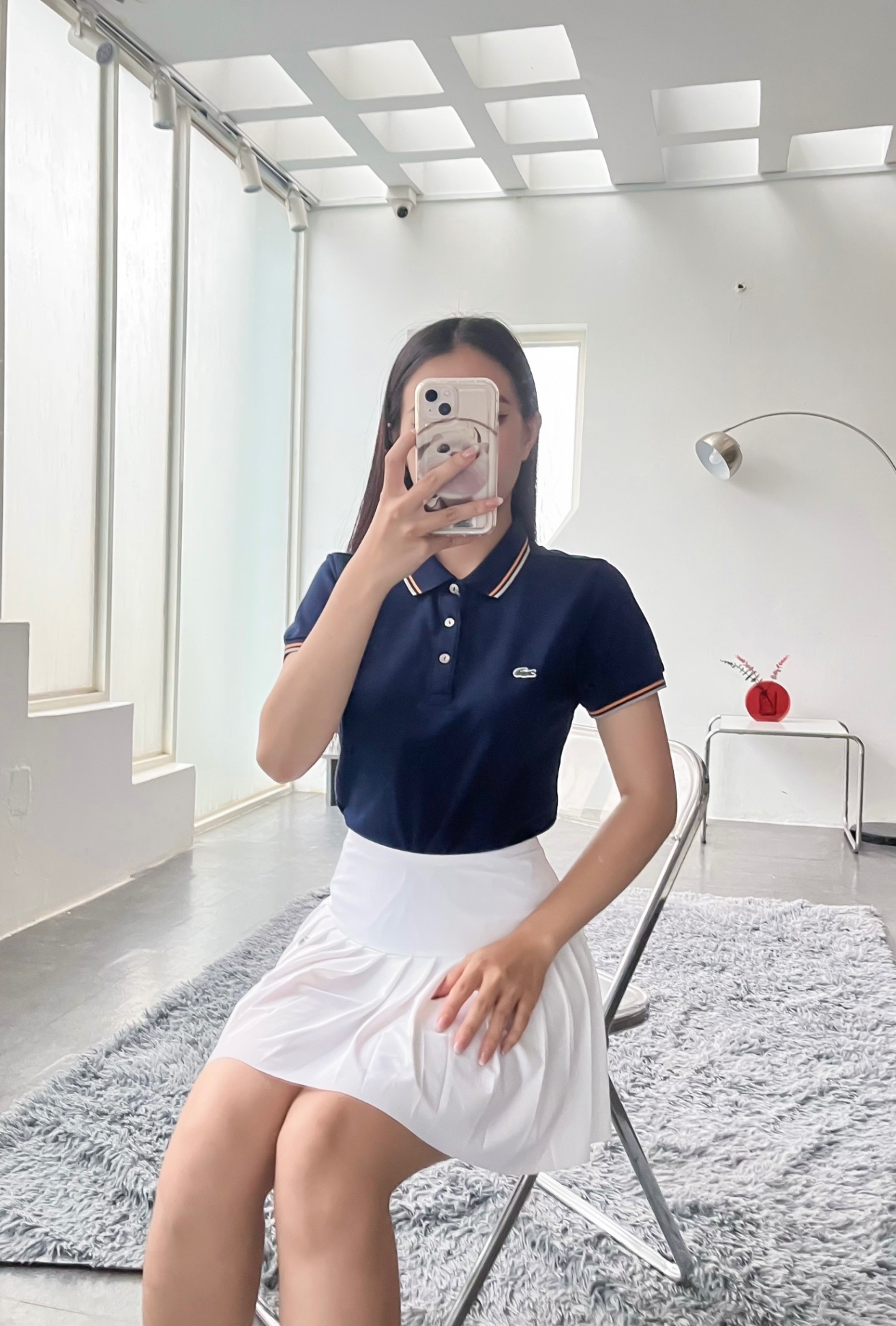 Áo polo nữ LCSTE phối viền 138-Xanh navy