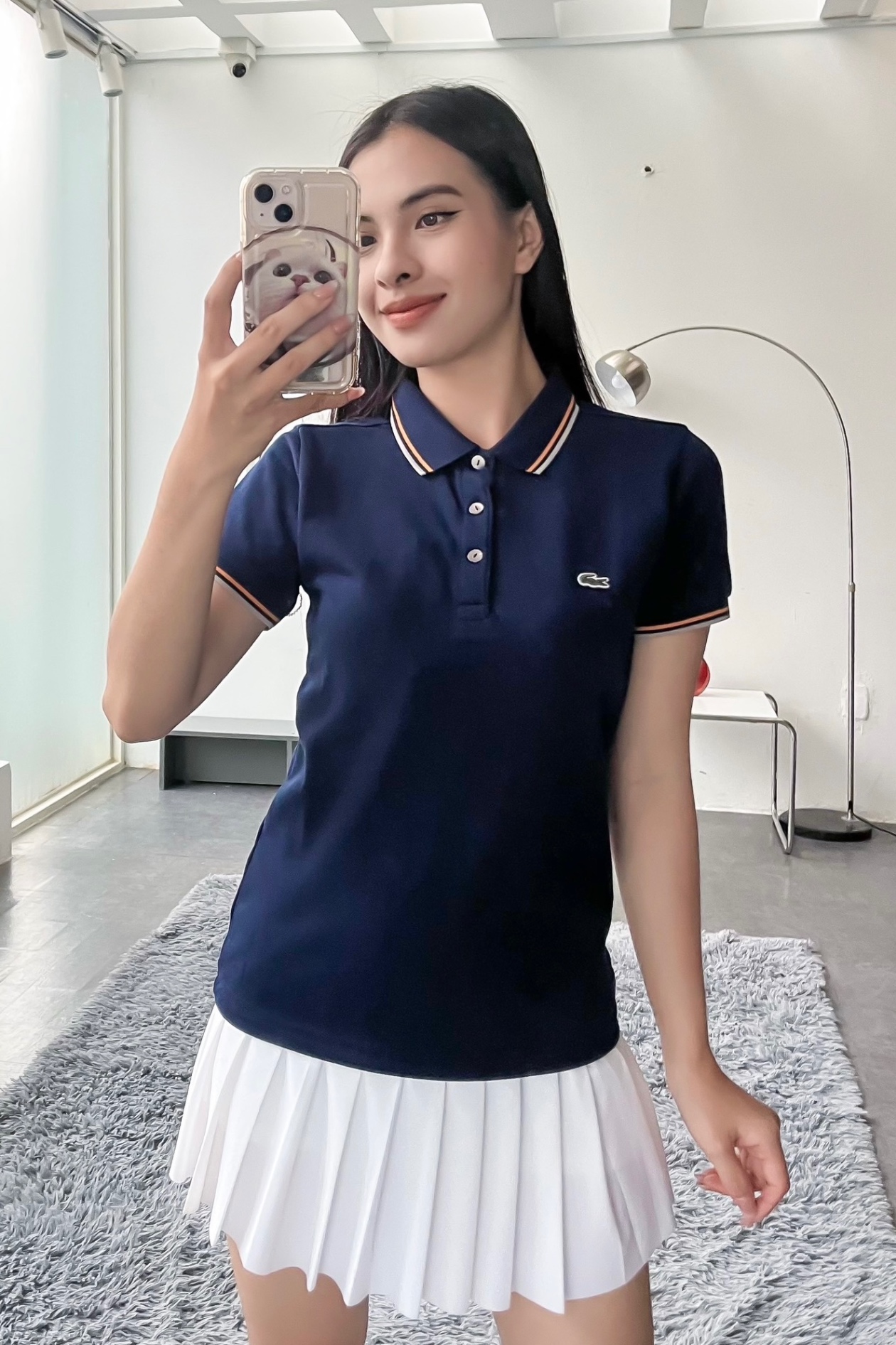 Áo polo nữ LCSTE phối viền 138-Xanh navy