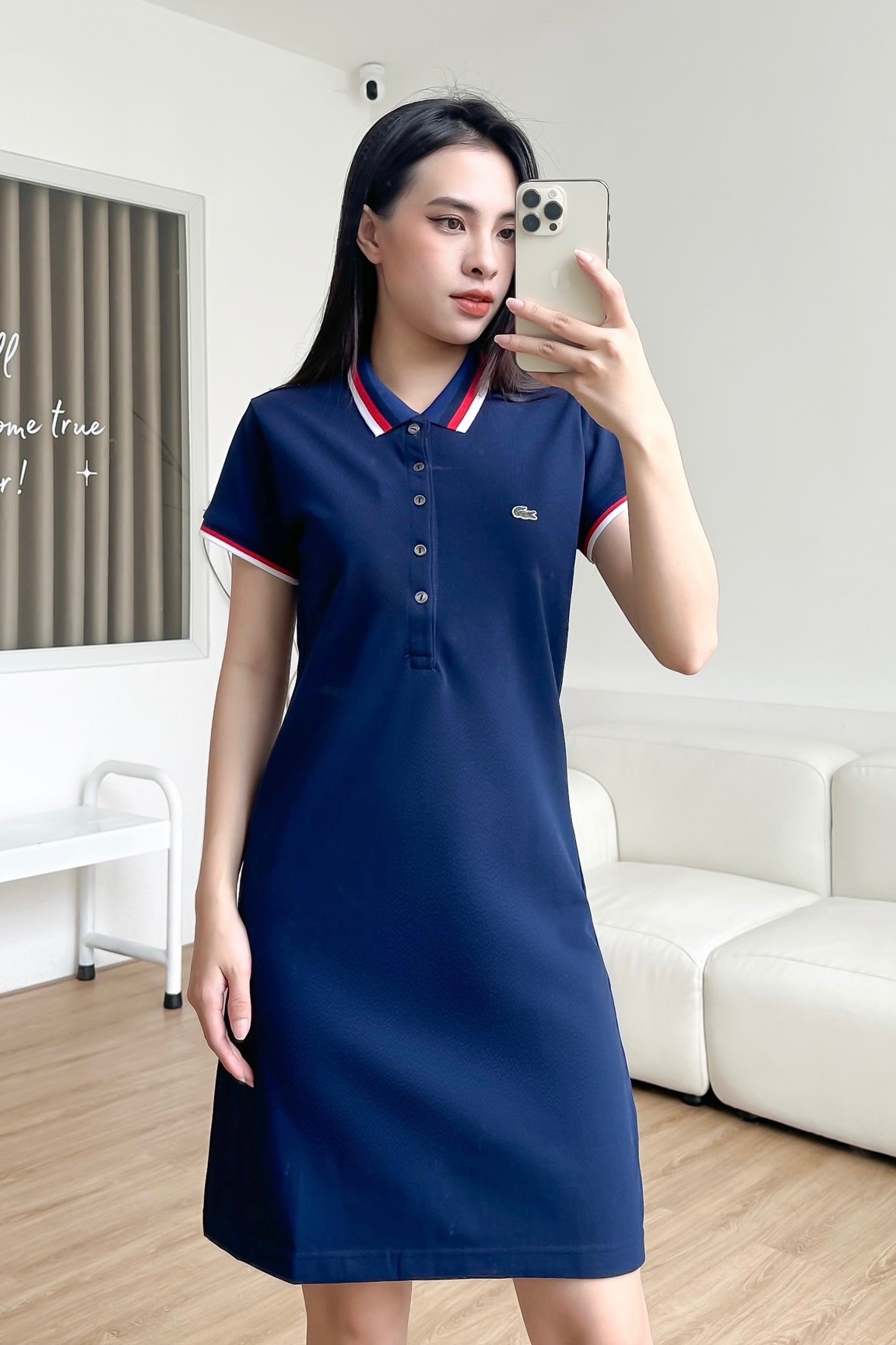 Đầm polo nữ LCSTE phối viền 144-Xanh navy