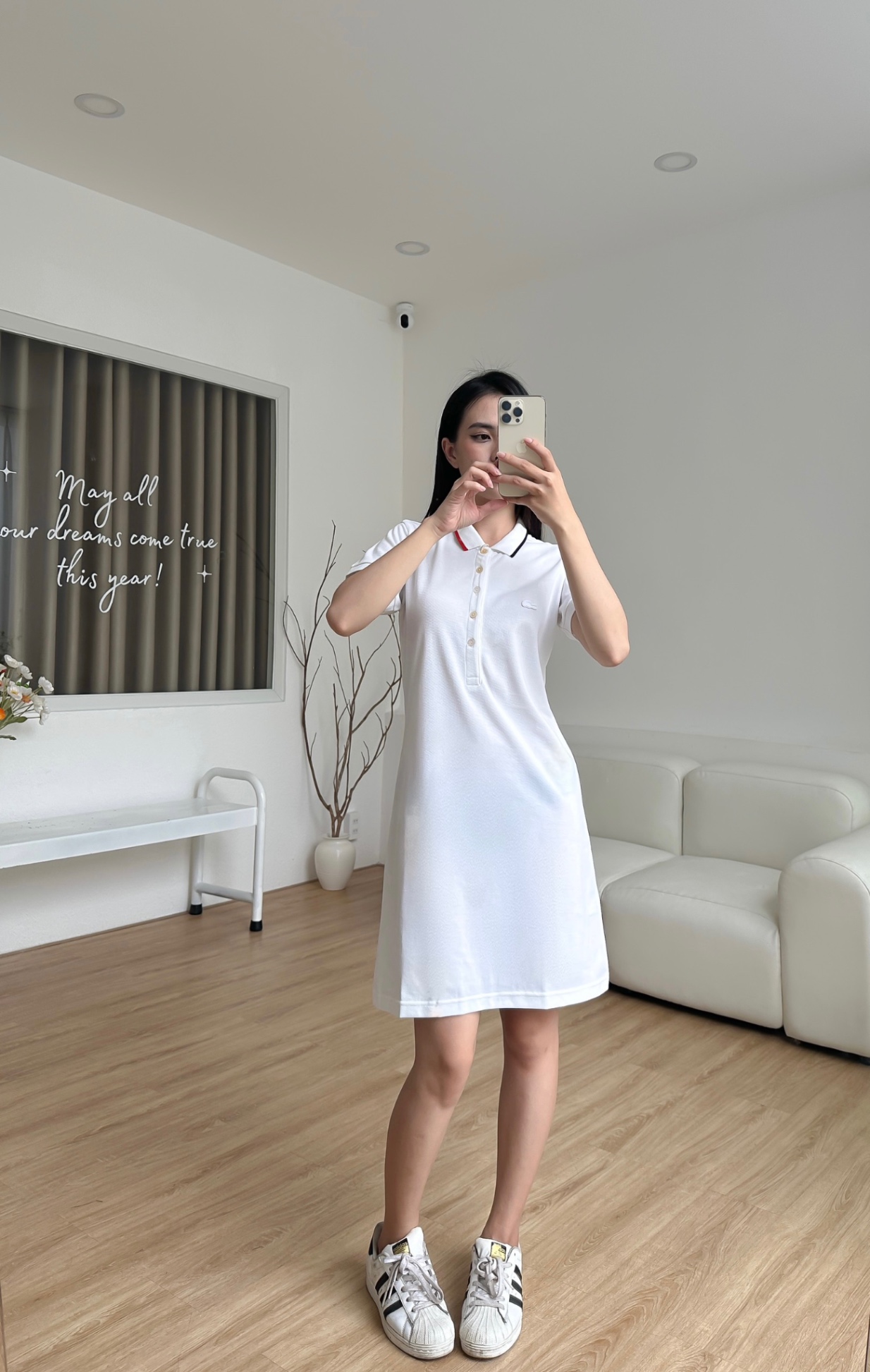 Đầm polo nữ LCSTE phối viền 131-Trắng