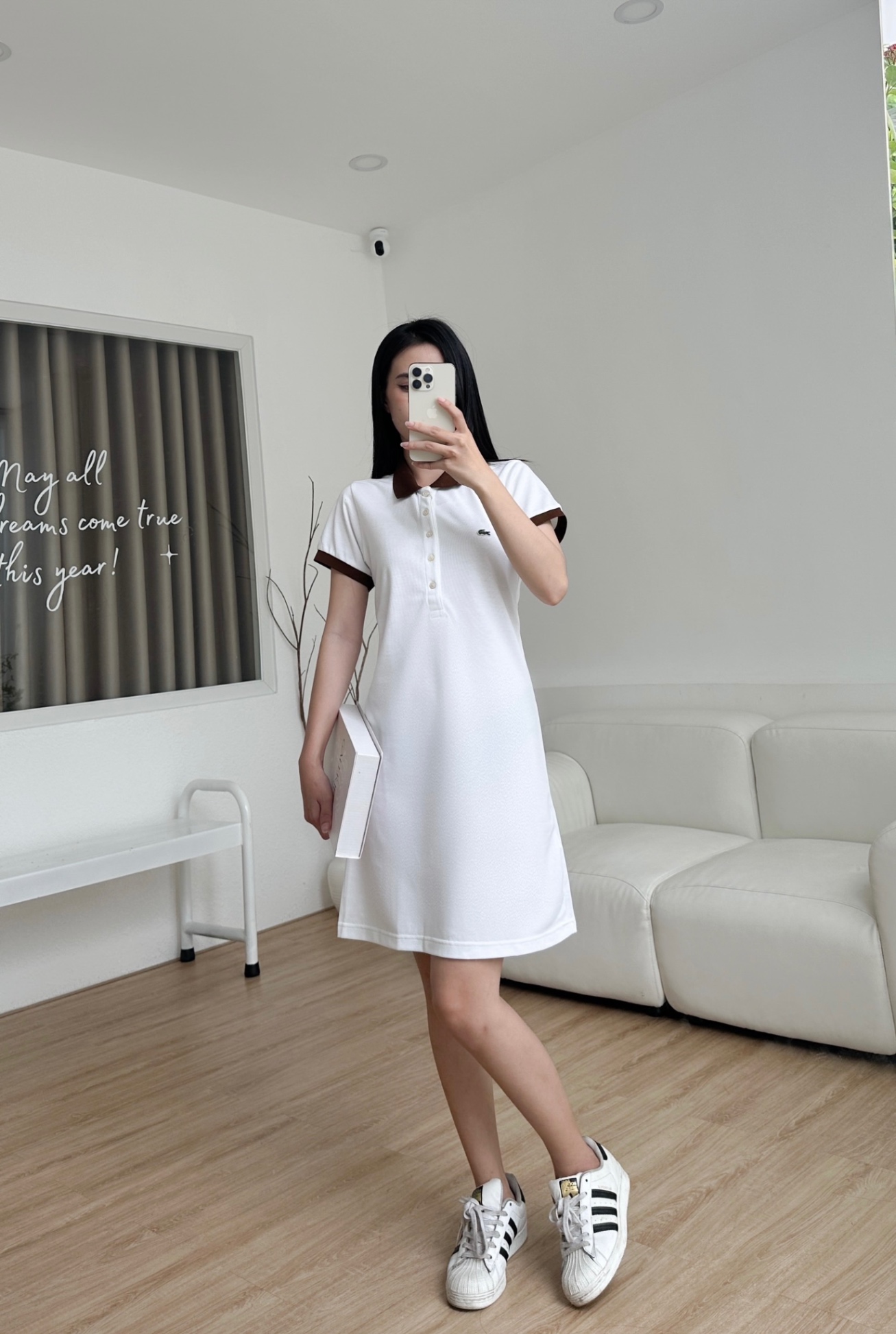 Đầm polo nữ LCSTE phối viền 142-Trắng