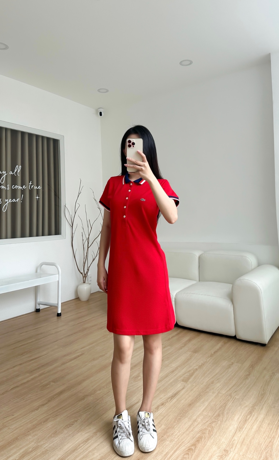 Đầm polo nữ LCSTE phối viền 144-Đỏ