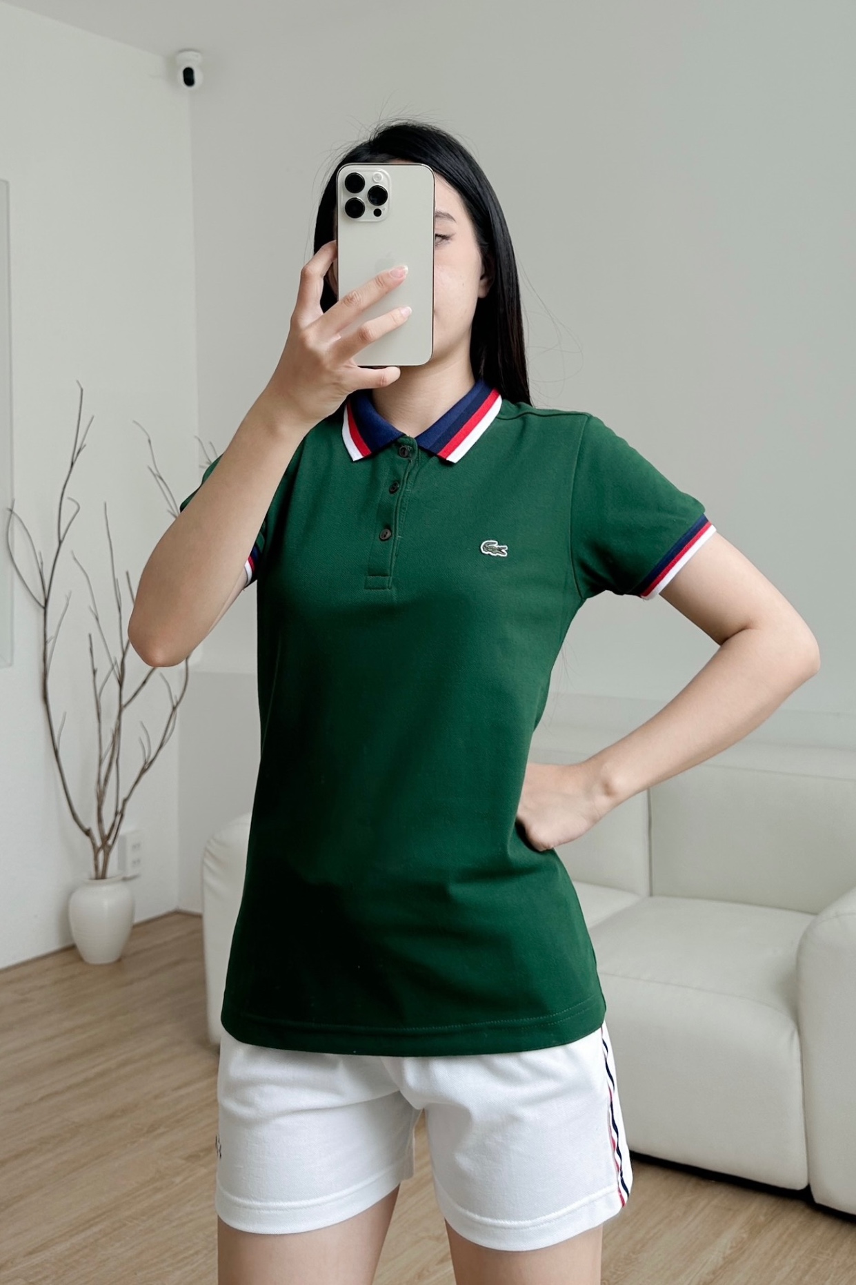 Áo polo nữ LCSTE phối viền 144-Rêu