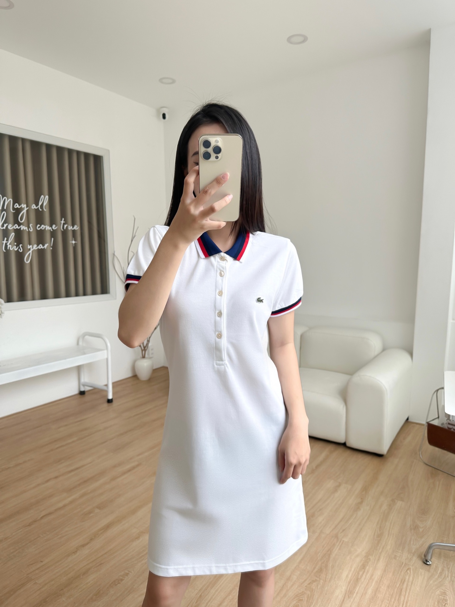 Đầm polo nữ LCSTE phối viền 144-Trắng