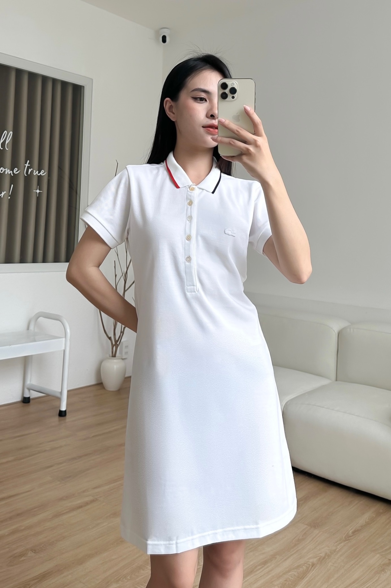 Đầm polo nữ LCSTE phối viền 131-Trắng