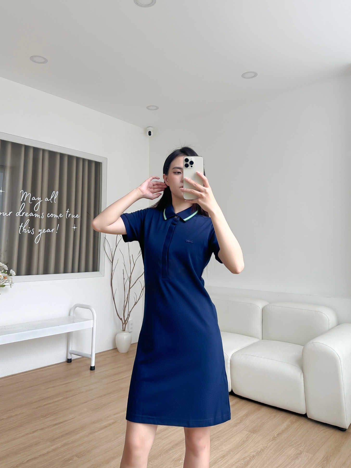 Đầm polo nữ LCSTE phối viền 139 NẸP CHE-Xanh navy