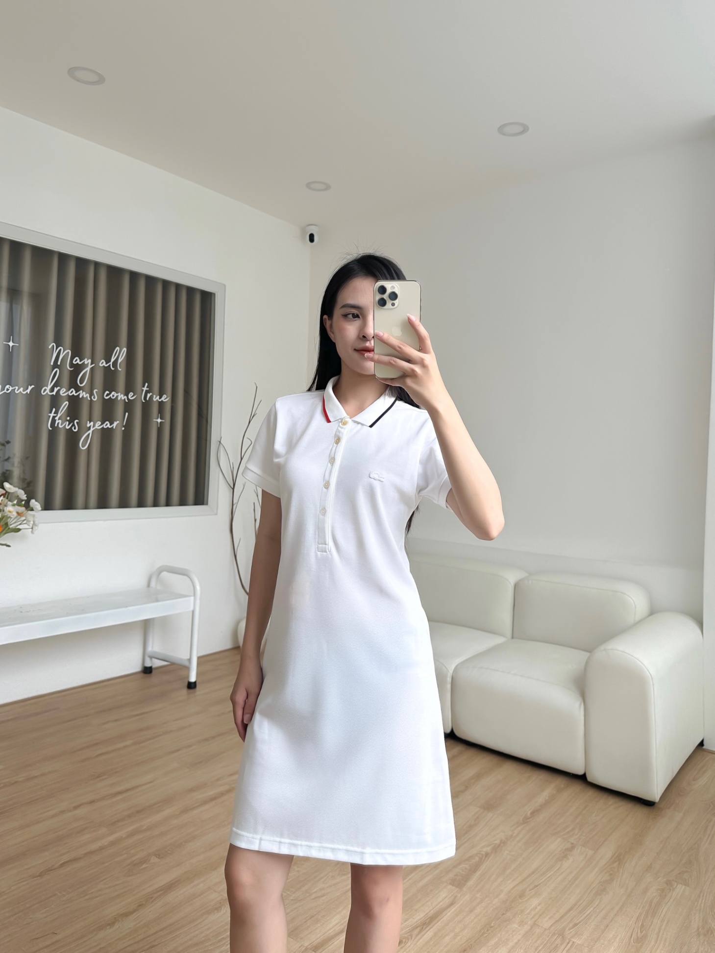 Đầm polo nữ LCSTE phối viền 131-Trắng