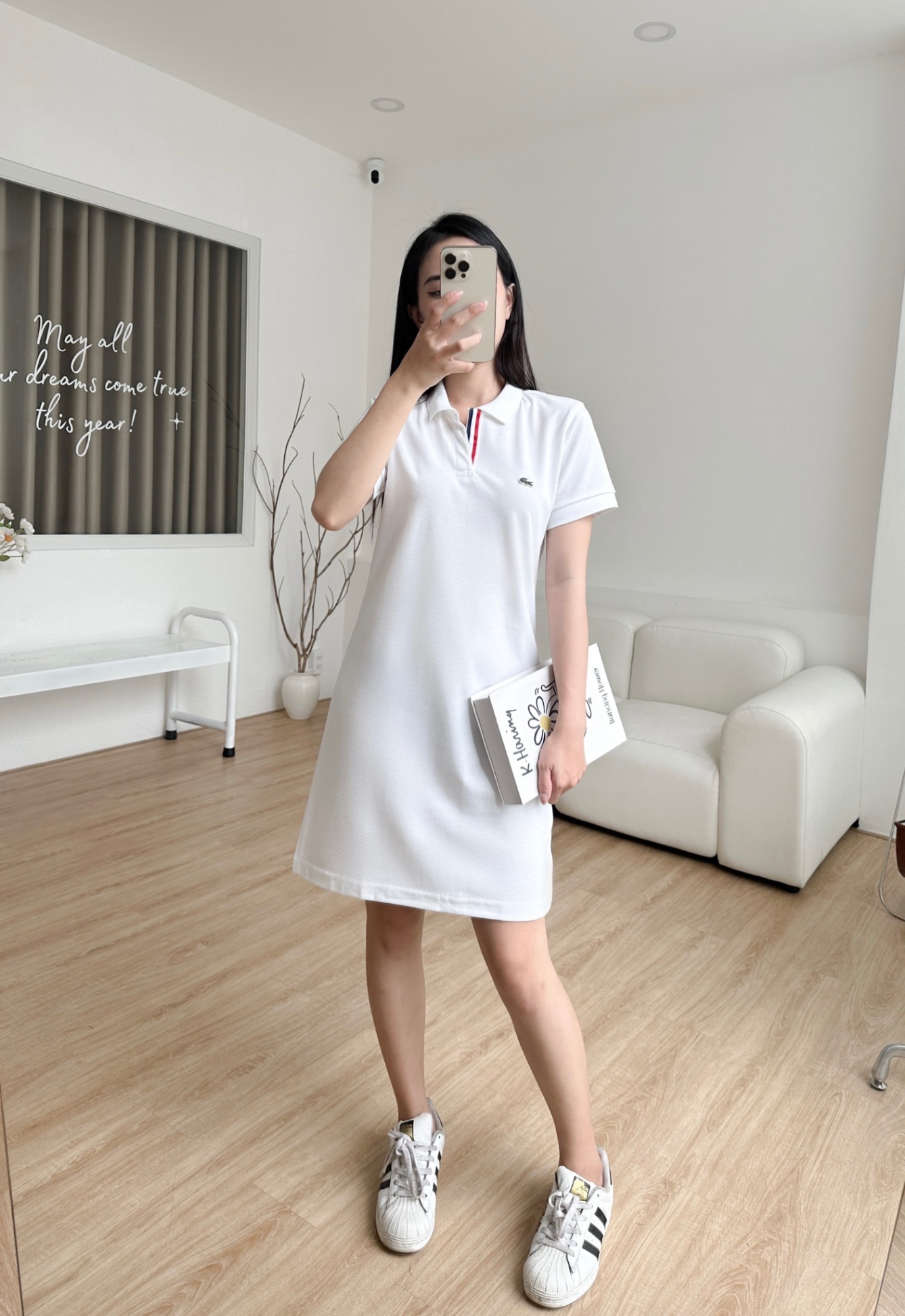 Đầm polo nữ LCSTE phối viền 122-Trắng