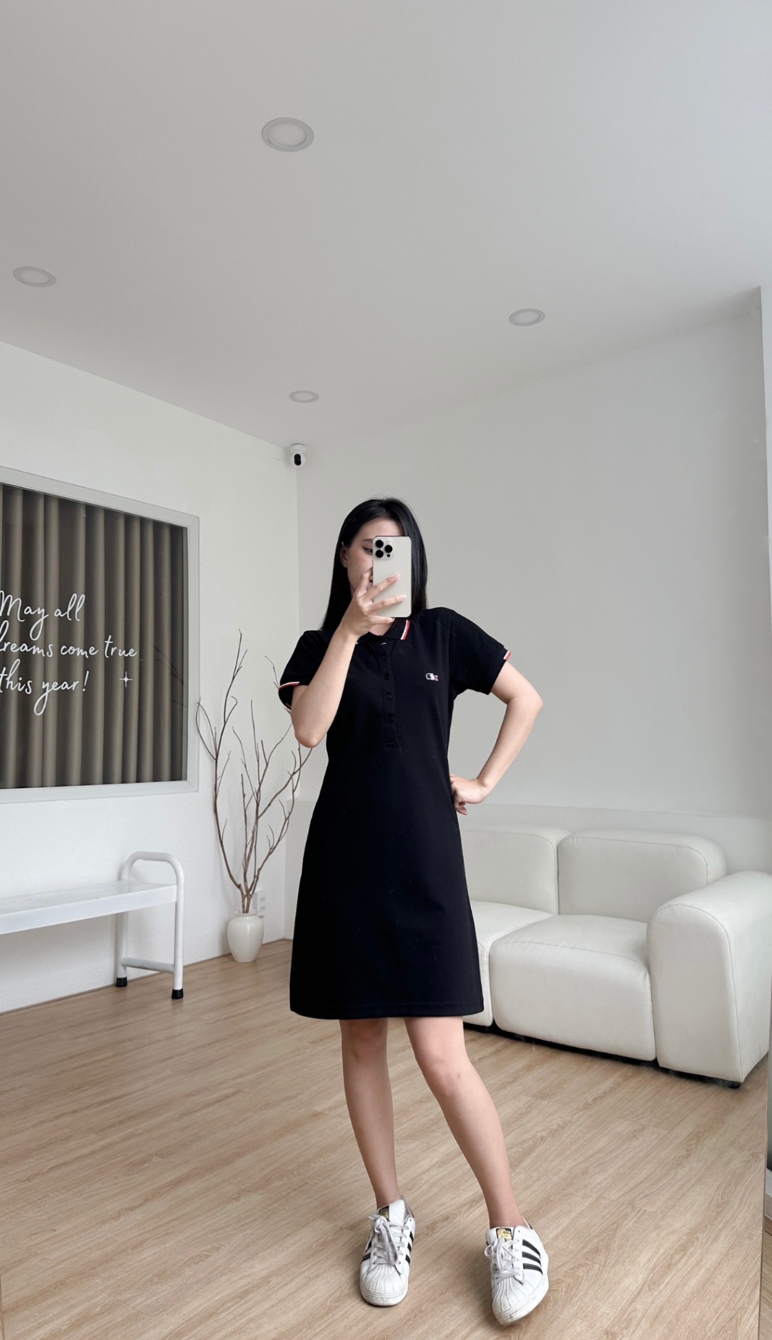 Đầm polo nữ LCSTE phối viền 05-Đen