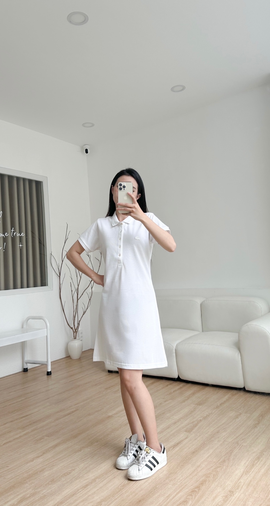 Đầm polo nữ LCSTE phối viền 29-Trắng