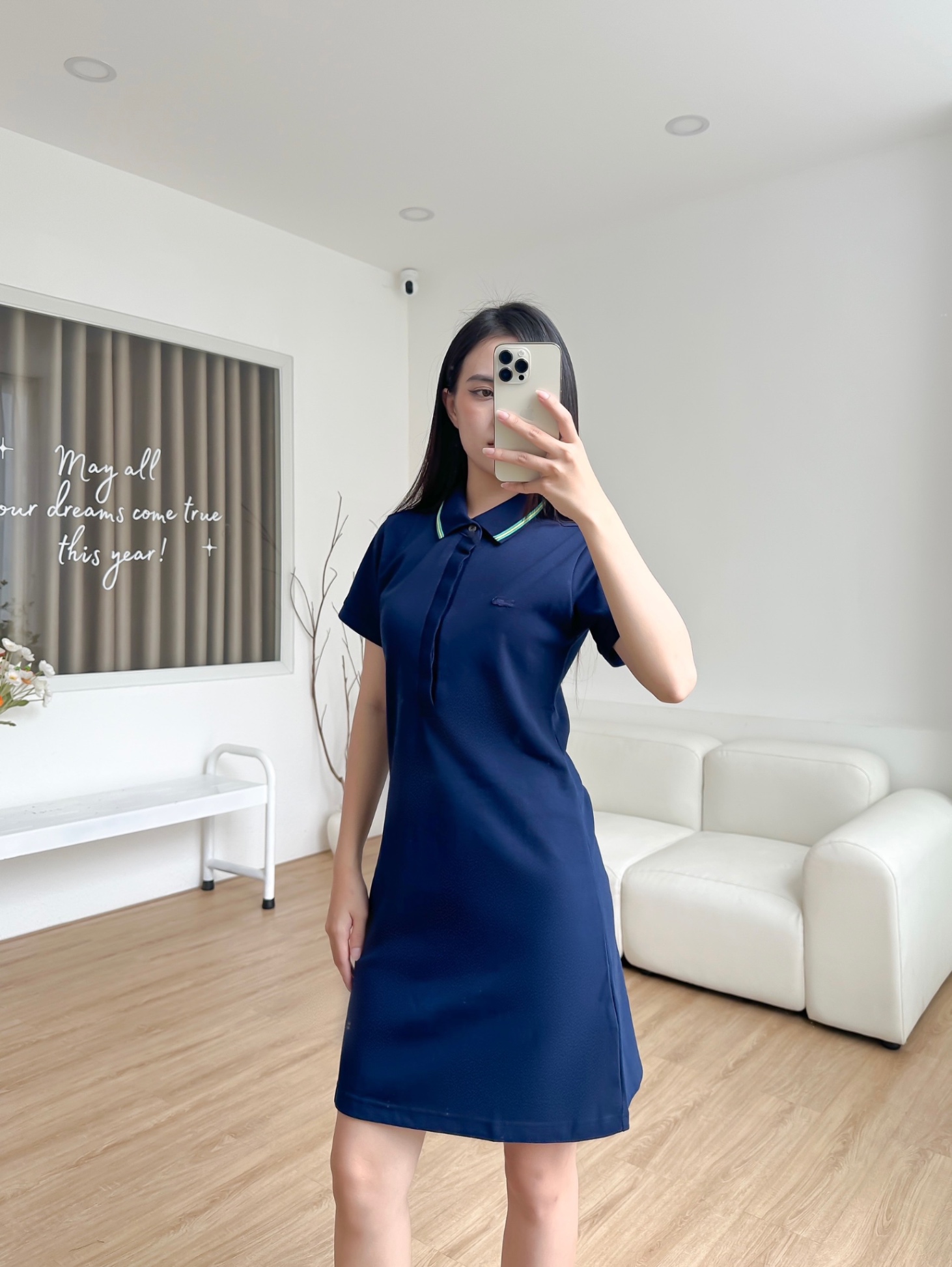 Đầm polo nữ LCSTE phối viền 139 NẸP CHE-Xanh navy