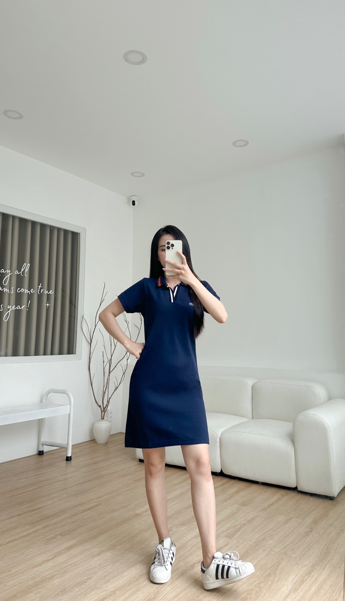 Đầm polo nữ LCSTE phối viền 134-Xanh navy