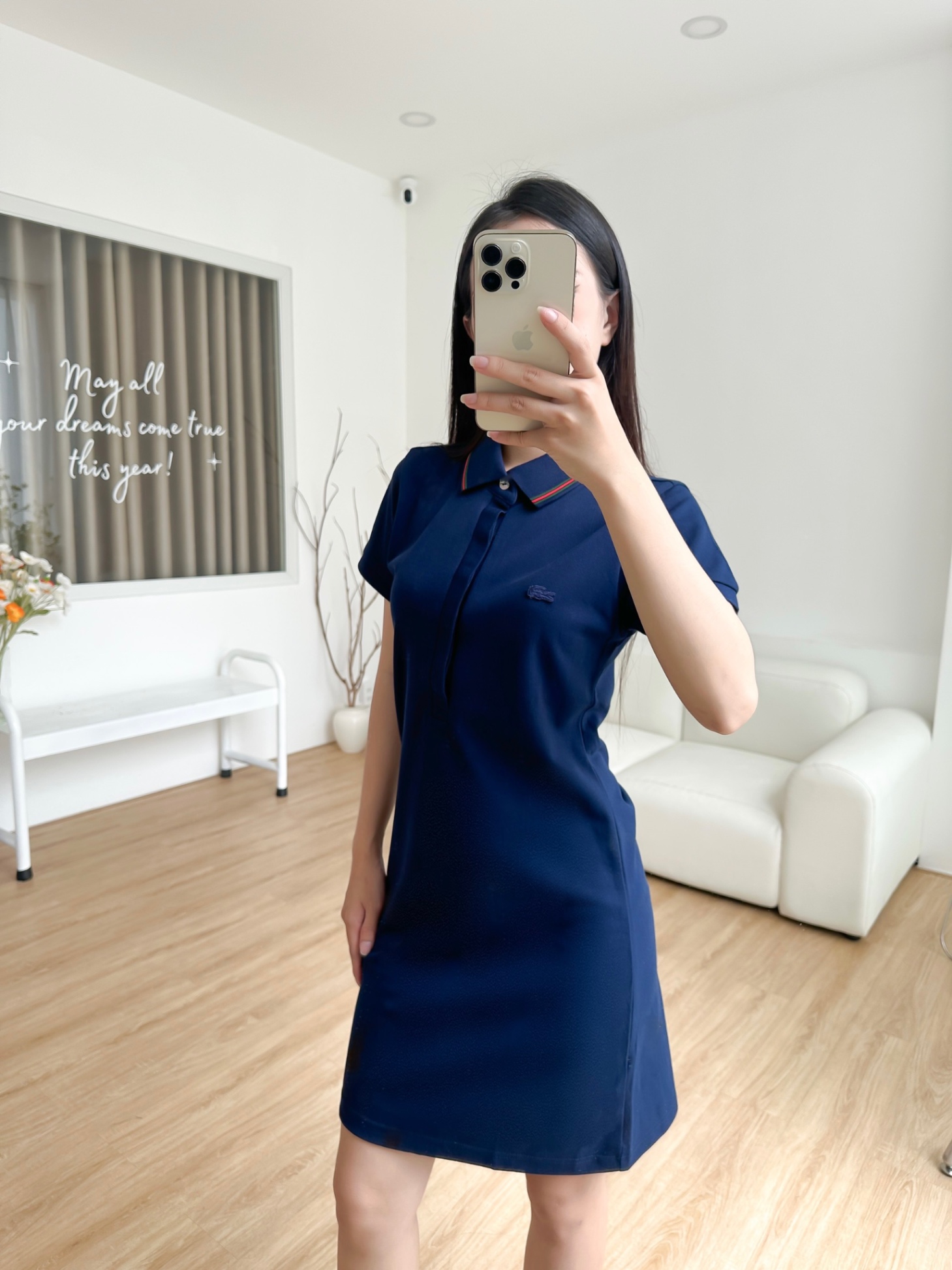 Đầm polo nữ LCSTE phối viền 136 NẸP CHE-Xanh navy