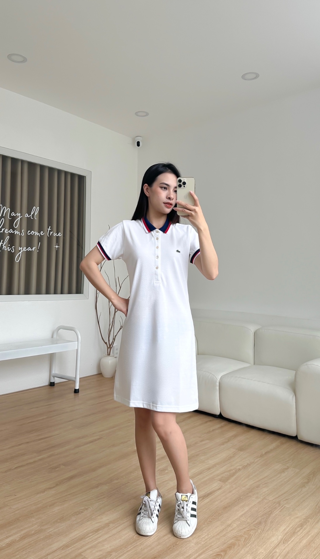 Đầm polo nữ LCSTE phối viền 144-Trắng