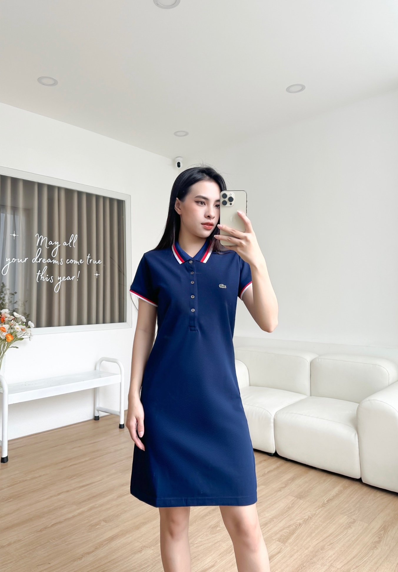 Đầm polo nữ LCSTE phối viền 144-Xanh navy