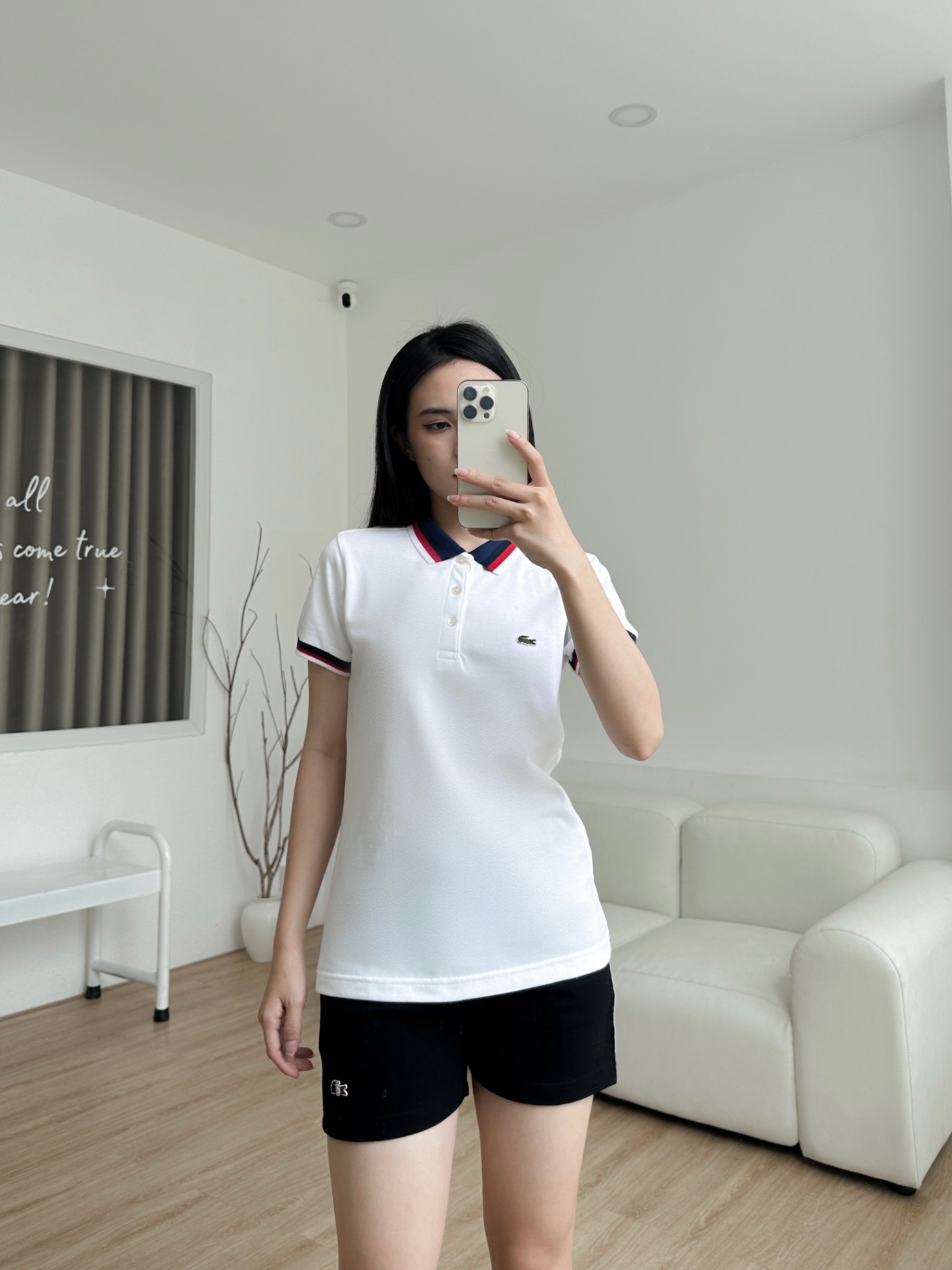 Áo polo nữ LCSTE phối viền 144-Trắng