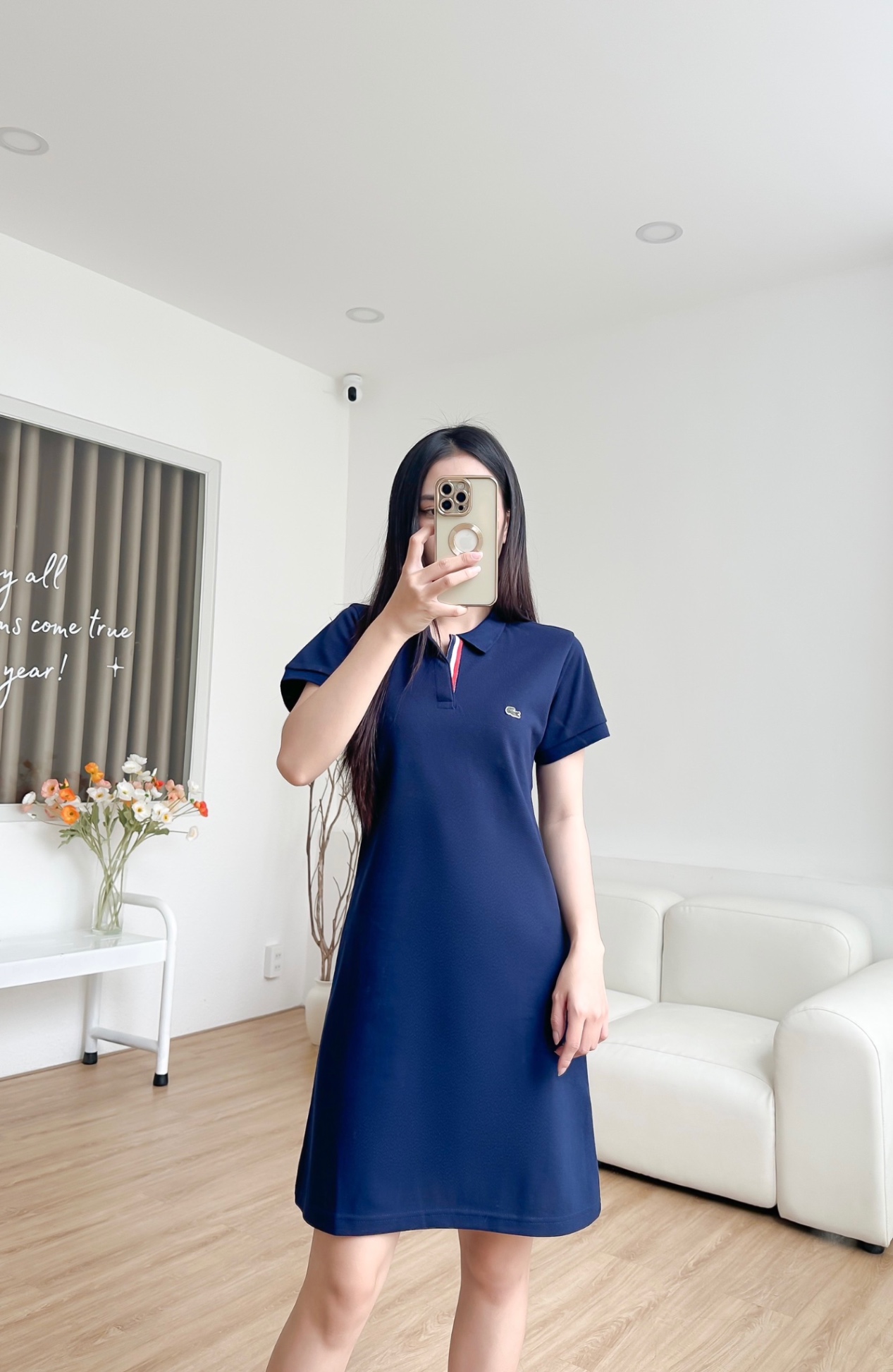 Đầm polo nữ LCSTE phối viền 122-Xanh navy