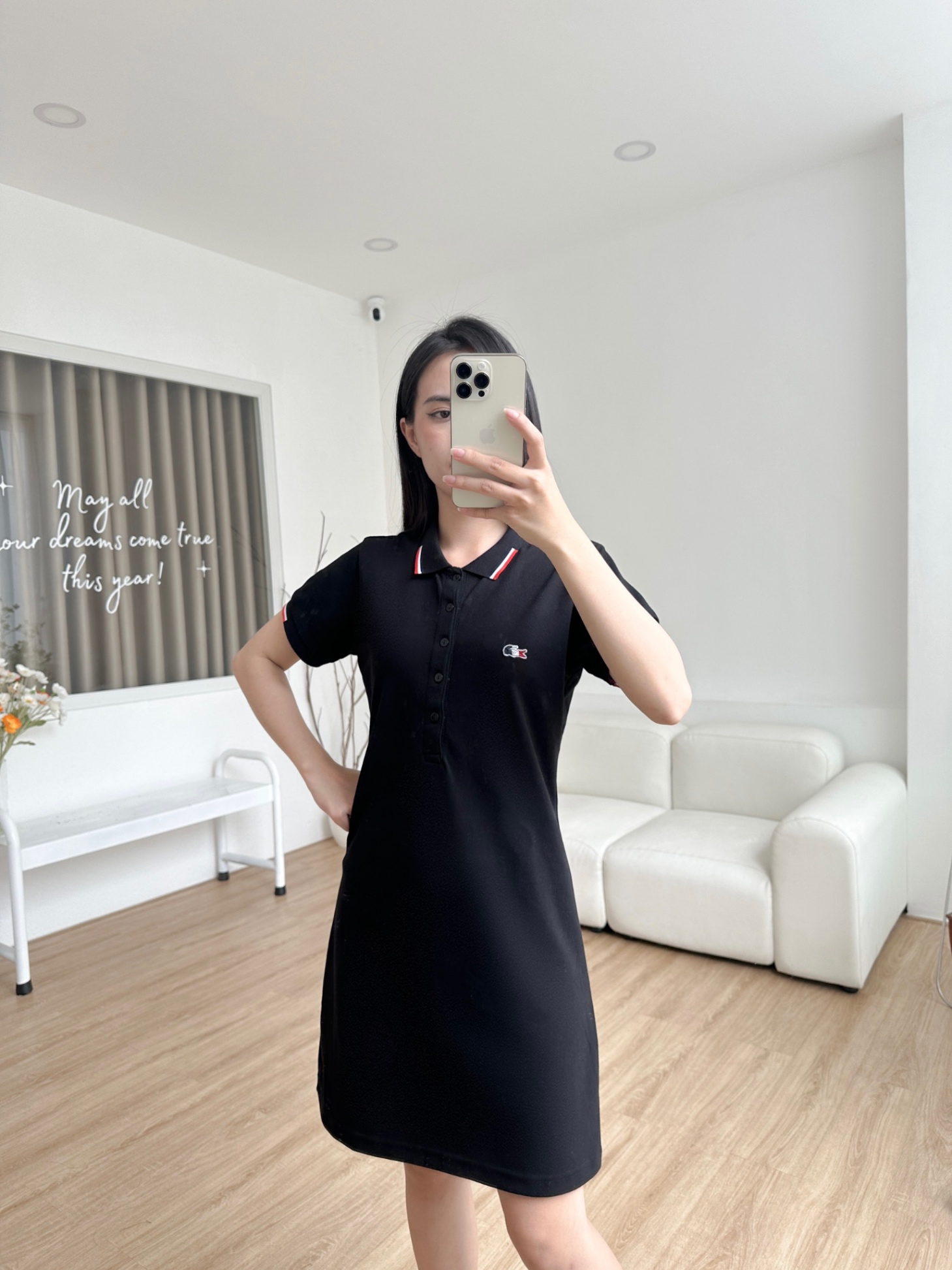 Đầm polo nữ LCSTE phối viền 05-Đen