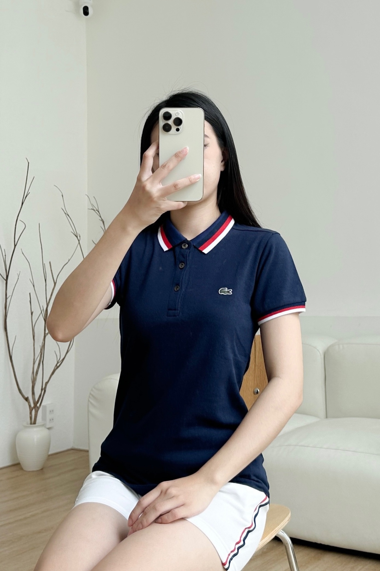 Áo polo nữ LCSTE phối viền 144-Xanh navy