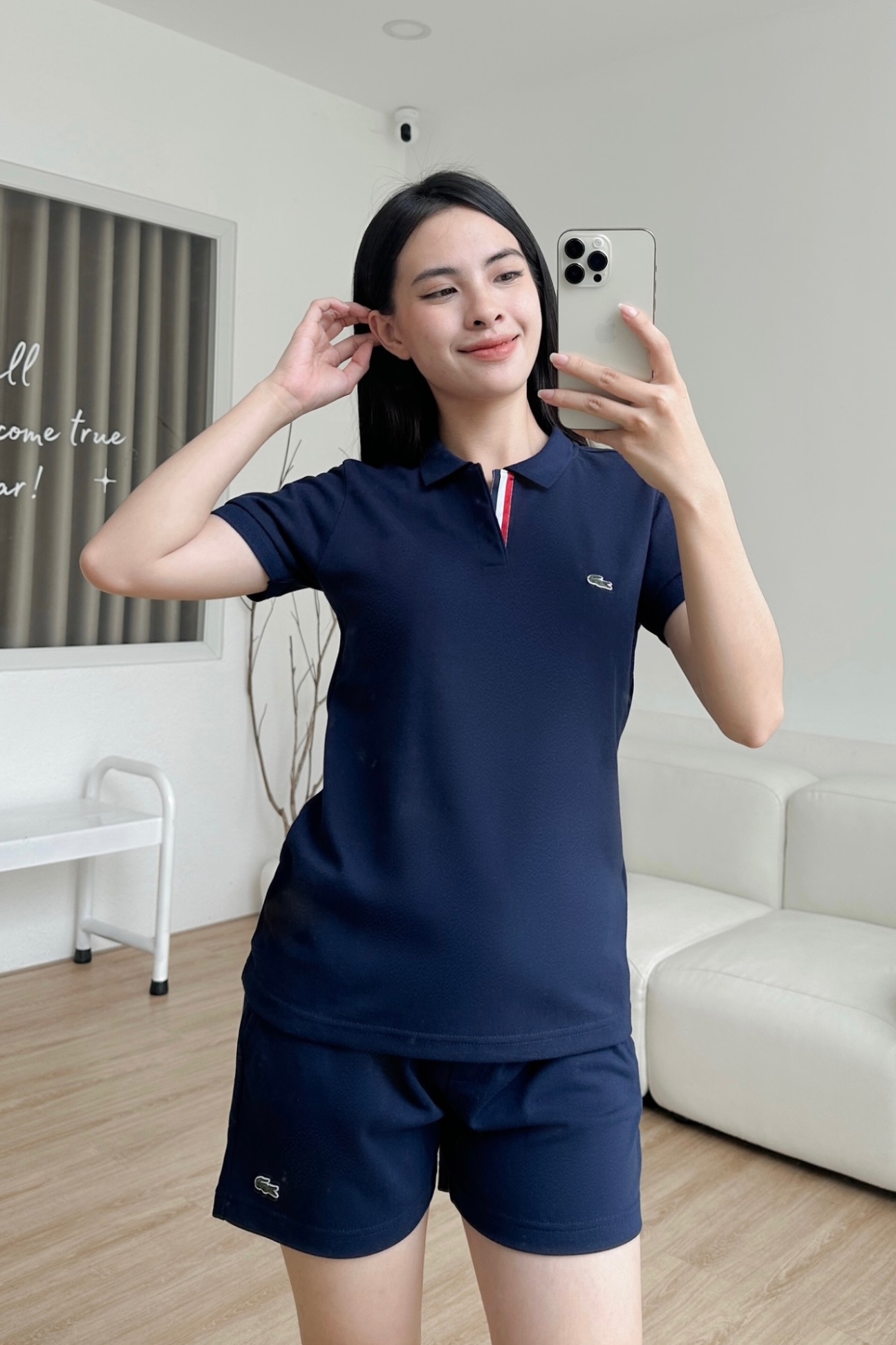 Áo polo nữ LCSTE phối viền 122-Xanh navy