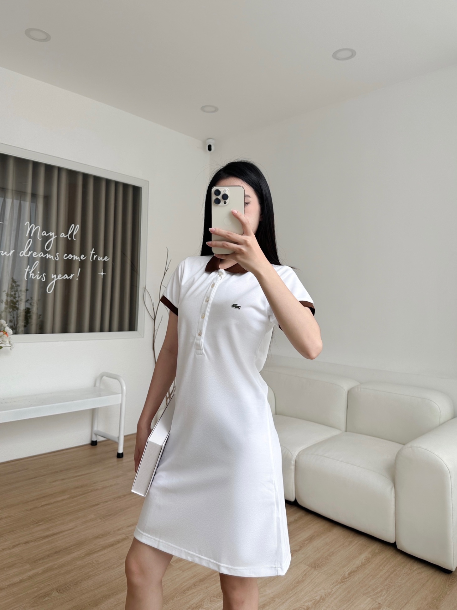 Đầm polo nữ LCSTE phối viền 142-Trắng