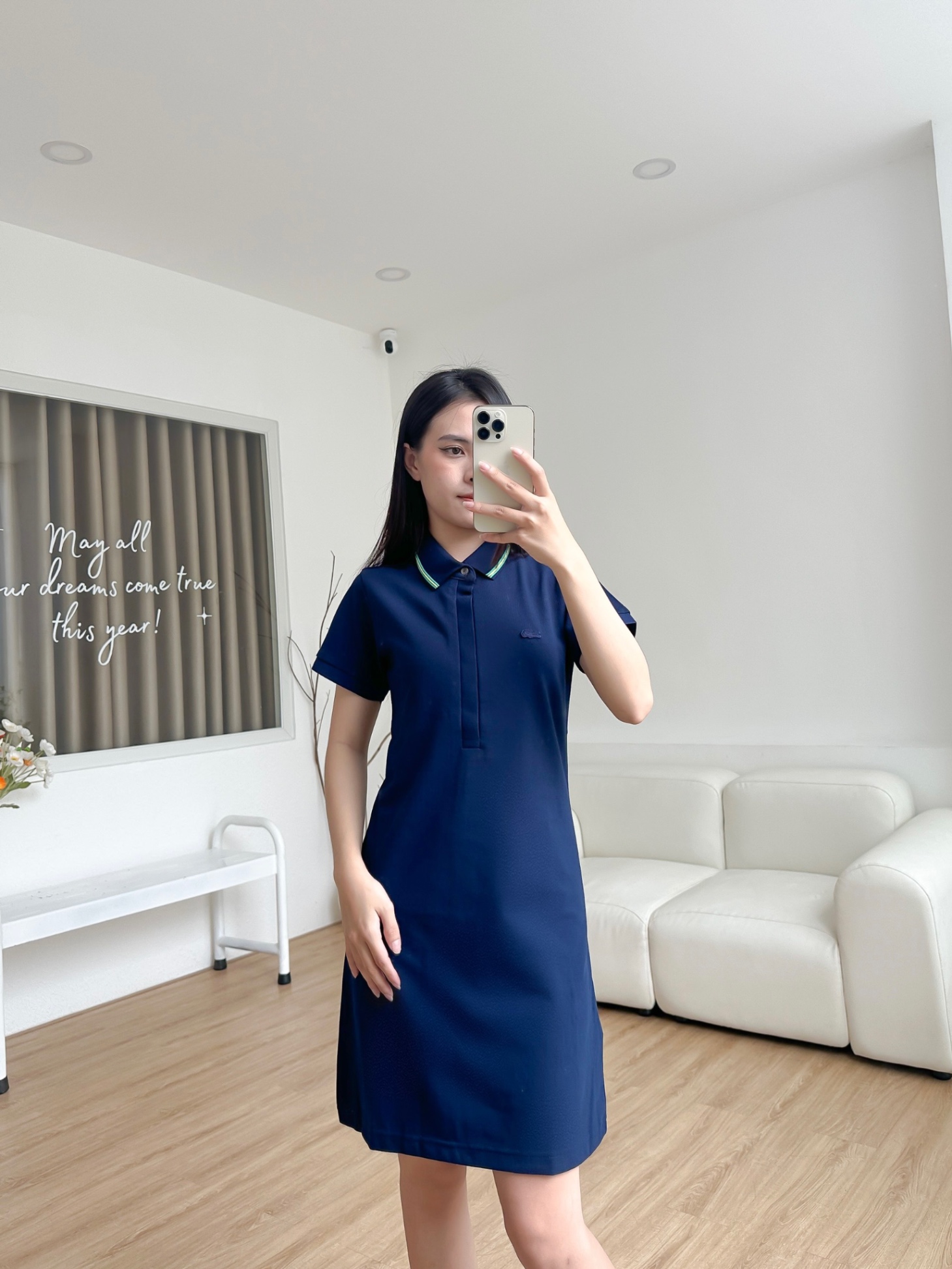 Đầm polo nữ LCSTE phối viền 139 NẸP CHE-Xanh navy