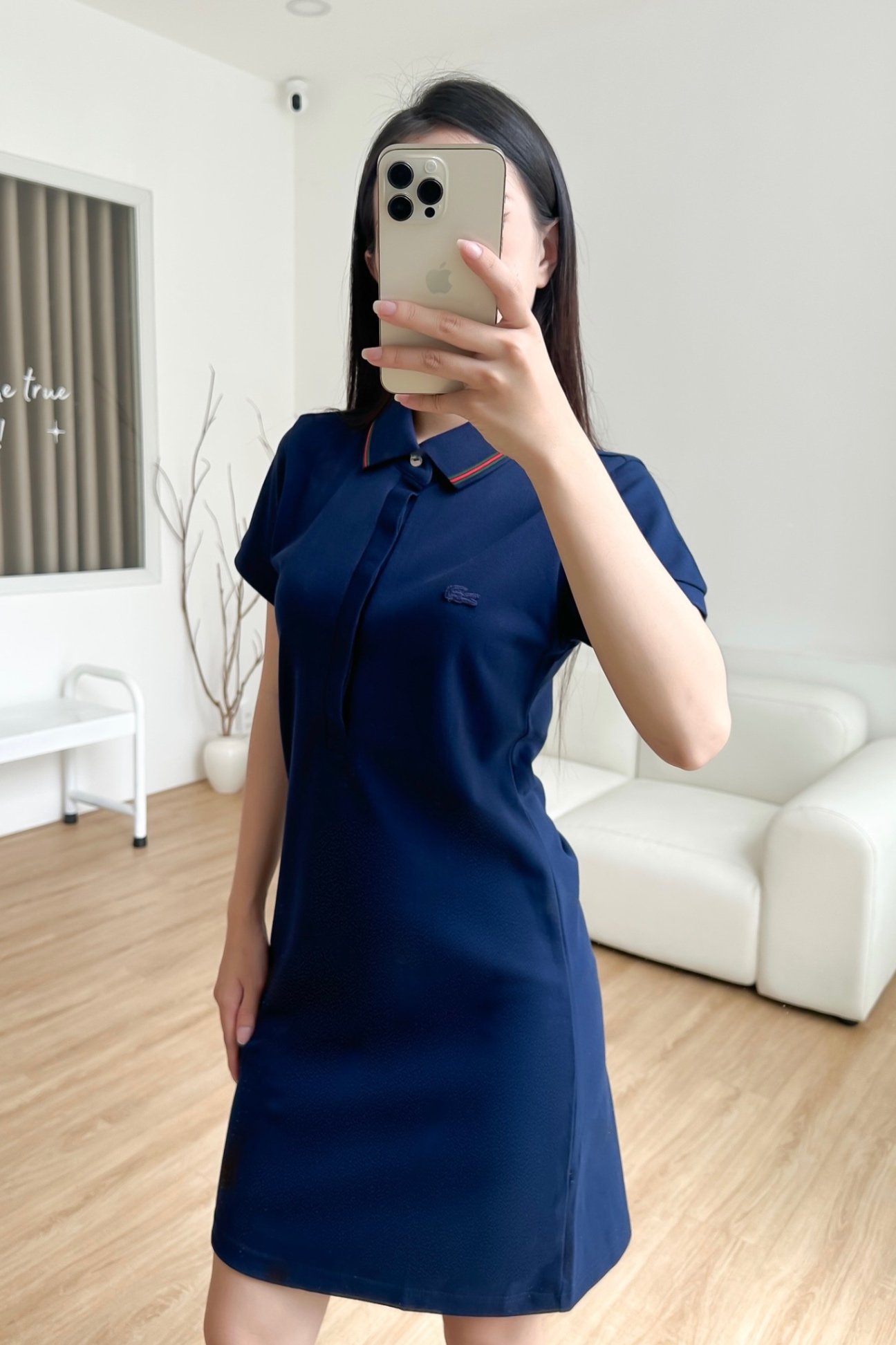 Đầm polo nữ LCSTE phối viền 136 NẸP CHE-Xanh navy