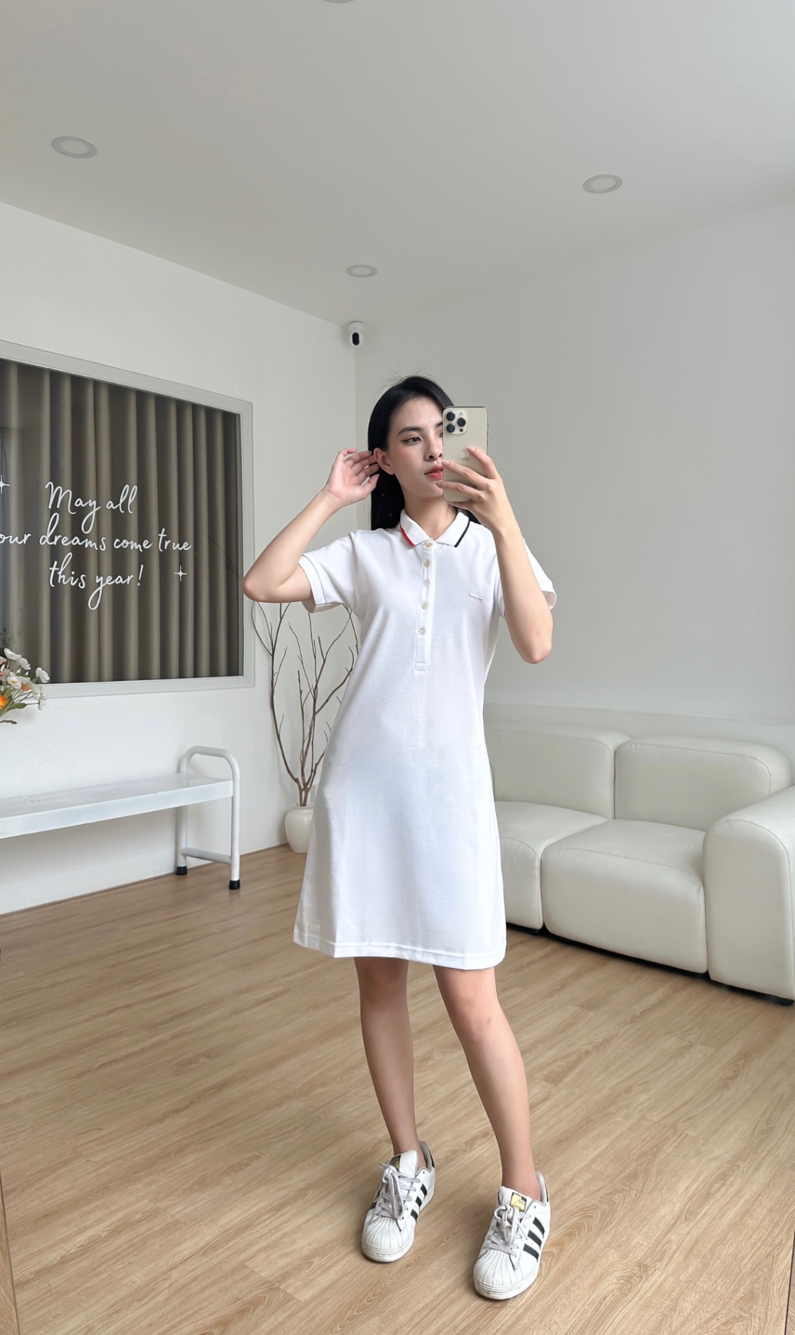 Đầm polo nữ LCSTE phối viền 131-Trắng