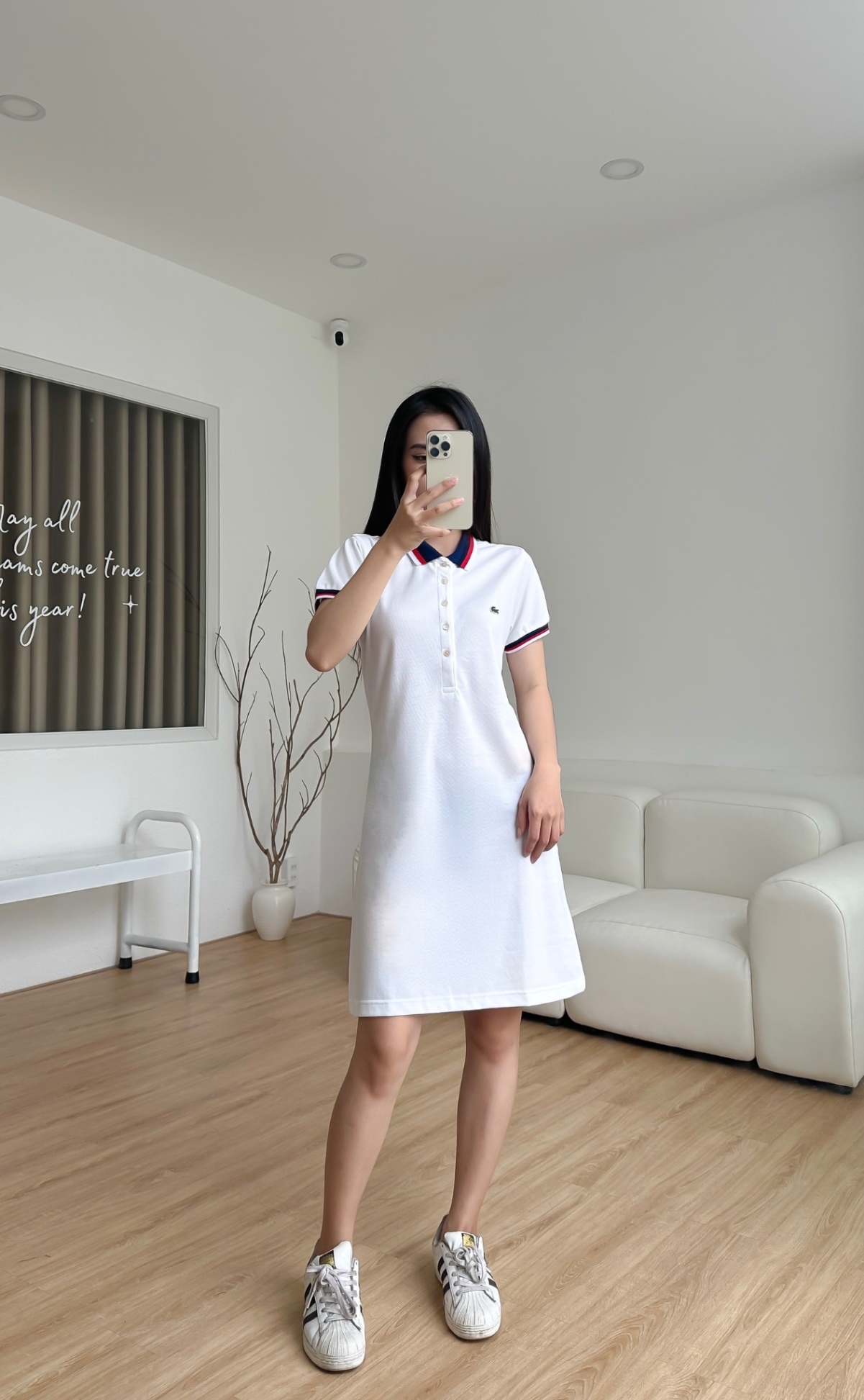 Đầm polo nữ LCSTE phối viền 144-Trắng