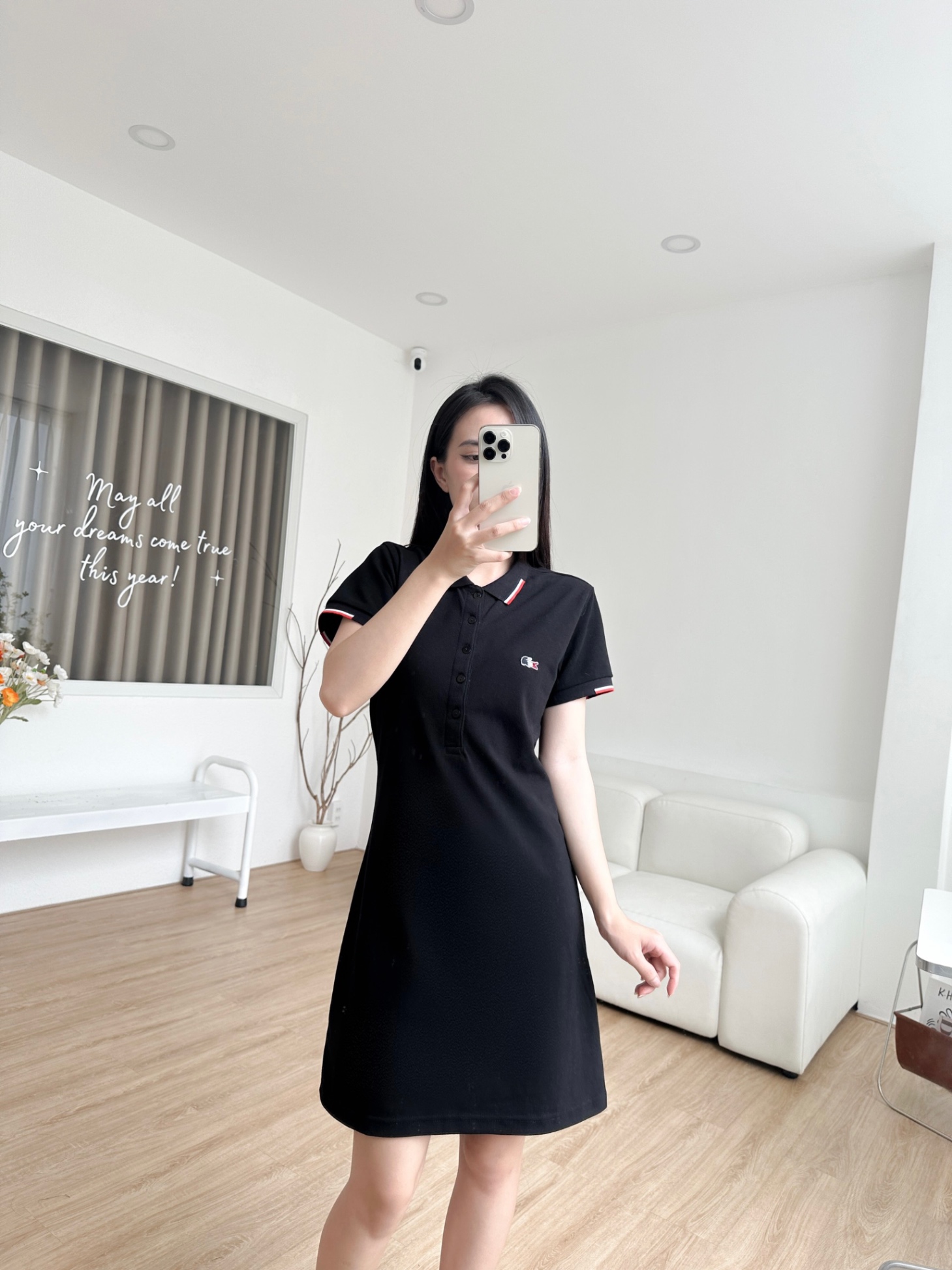 Đầm polo nữ LCSTE phối viền 05-Đen