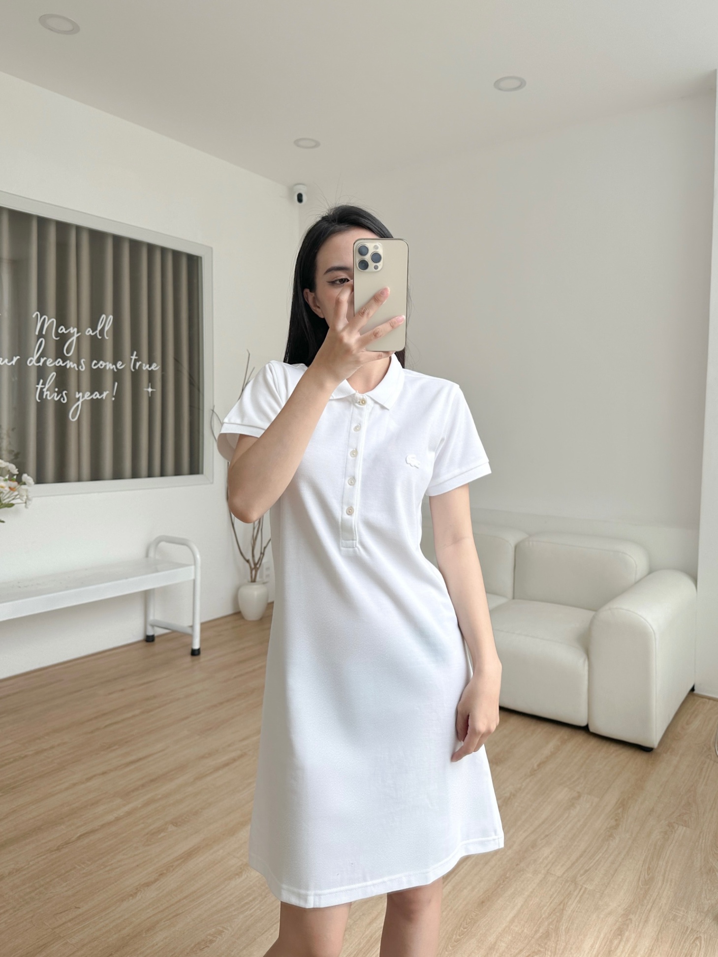 Đầm polo nữ LCSTE phối viền 29-Trắng