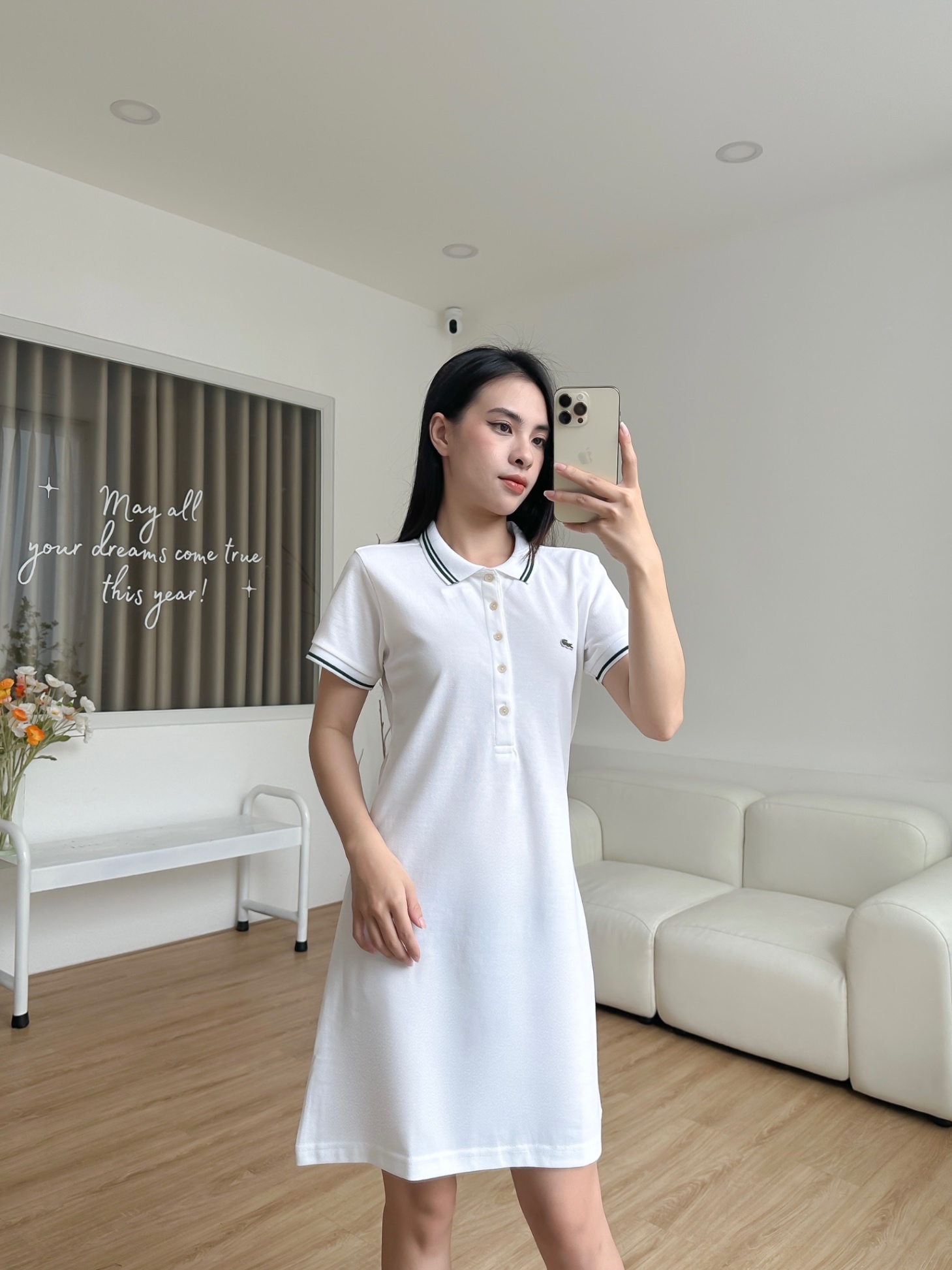 Đầm polo nữ LCSTE phối viền 128-Trắng