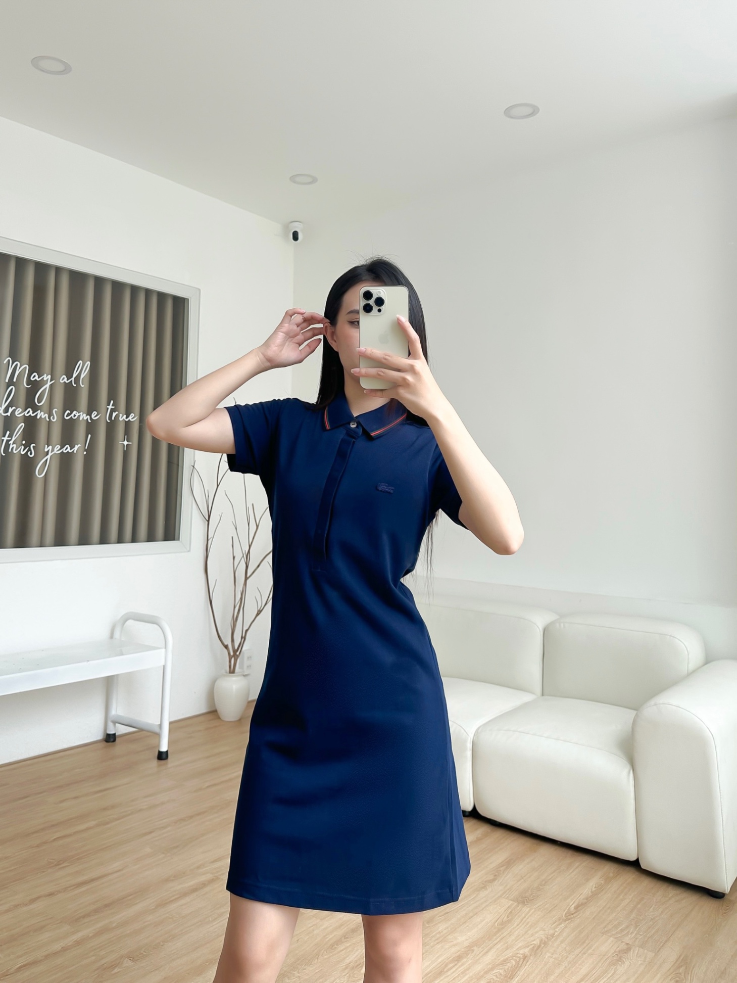 Đầm polo nữ LCSTE phối viền 136 NẸP CHE-Xanh navy