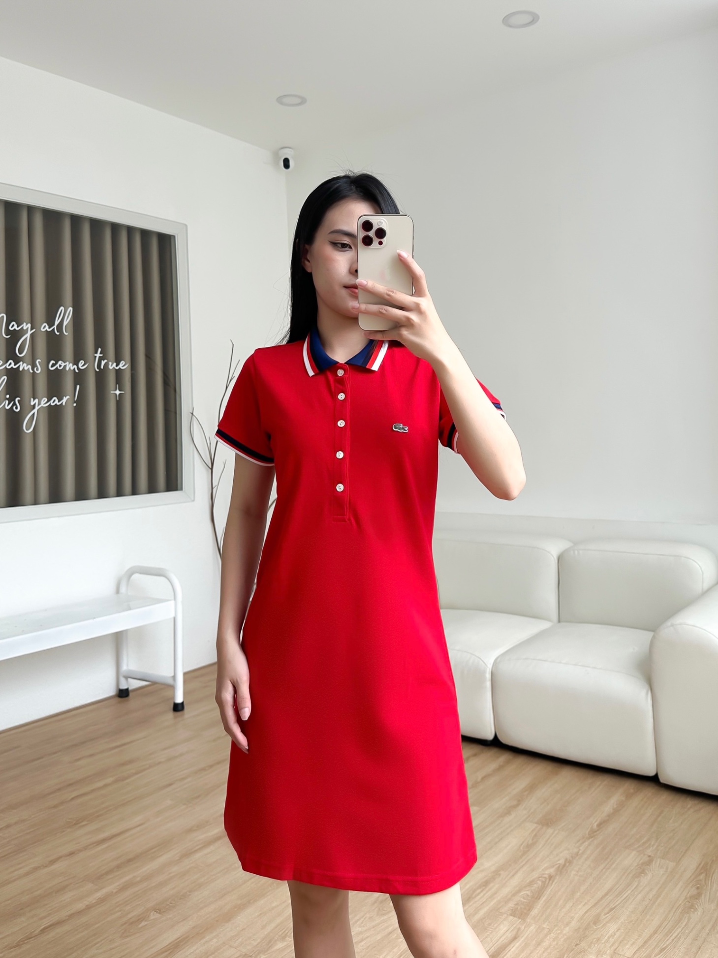 Đầm polo nữ LCSTE phối viền 144-Đỏ