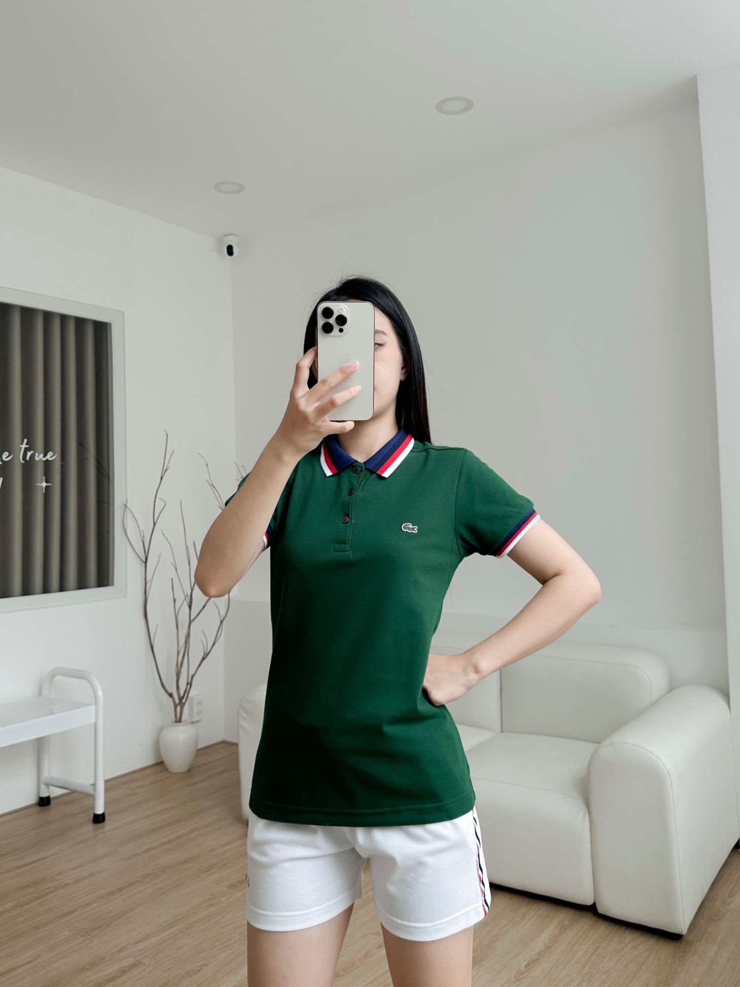 Áo polo nữ LCSTE phối viền 144-Rêu