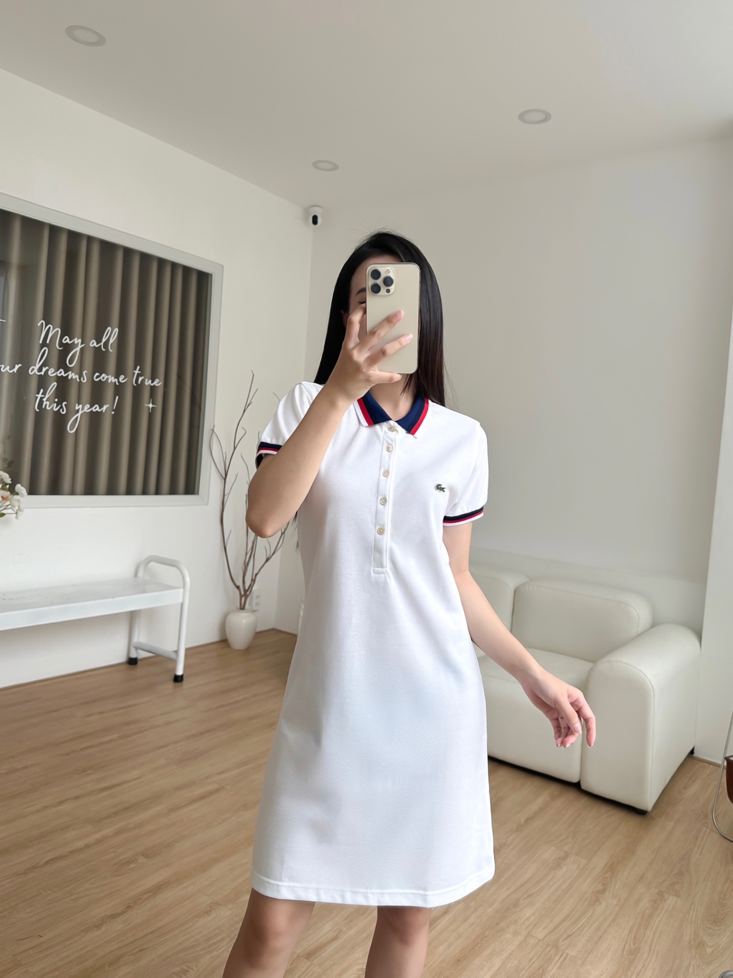 Đầm polo nữ LCSTE phối viền 144-Trắng