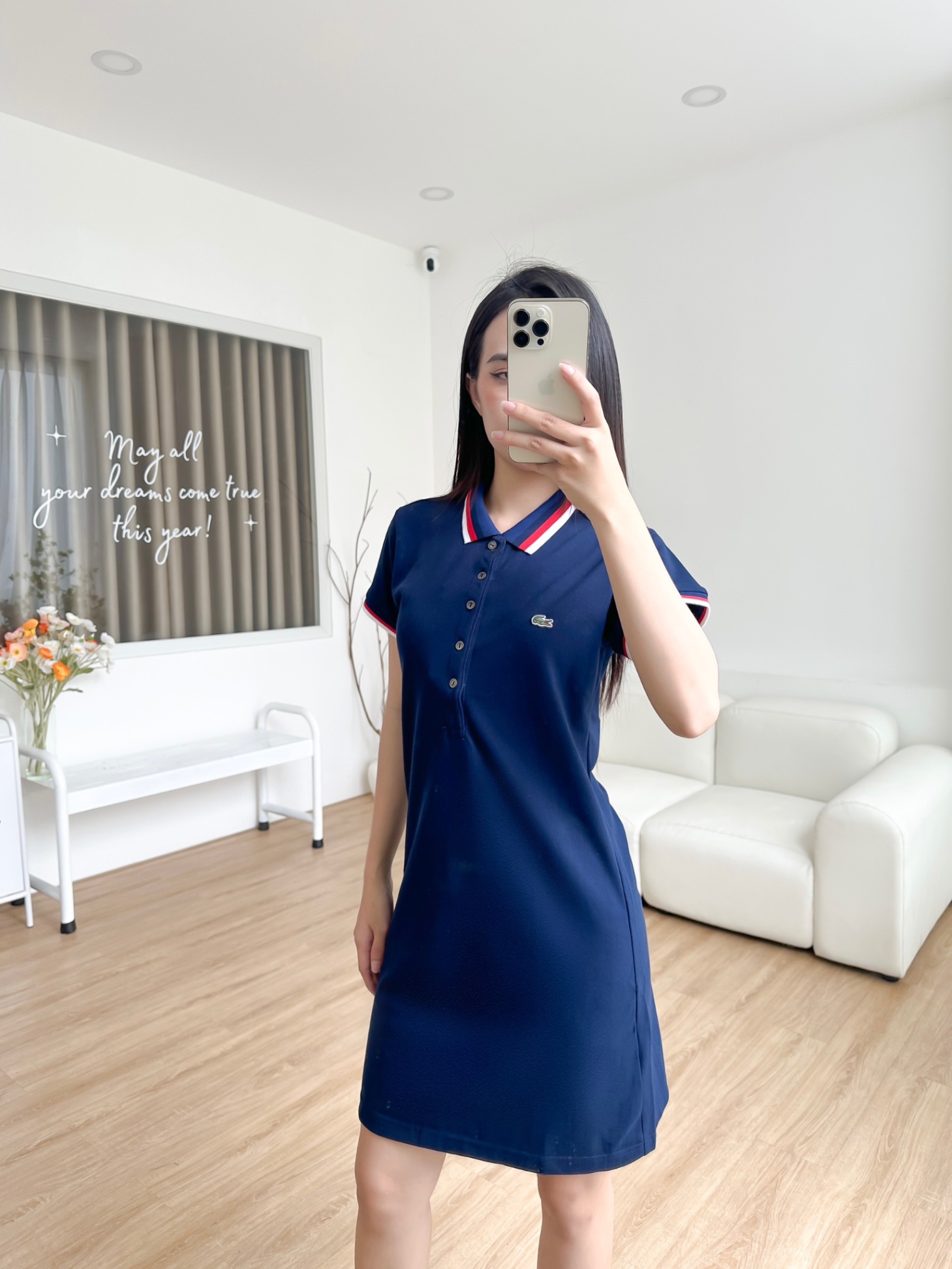 Đầm polo nữ LCSTE phối viền 144-Xanh navy