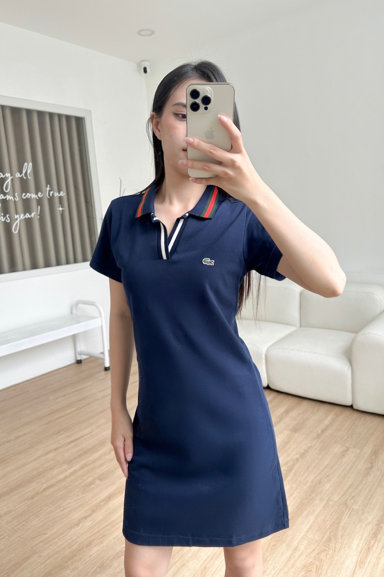 Đầm polo nữ LCSTE phối viền 134-Xanh navy