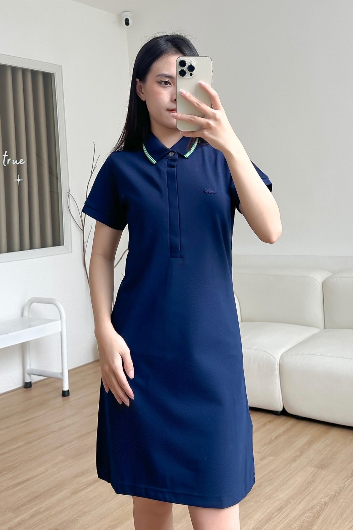 Đầm polo nữ LCSTE phối viền 139 NẸP CHE-Xanh navy